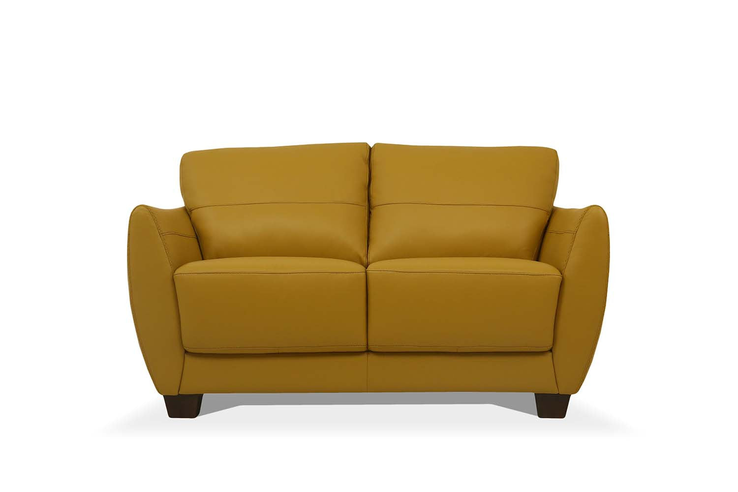 57" Mustard Leather And Black Love Seat