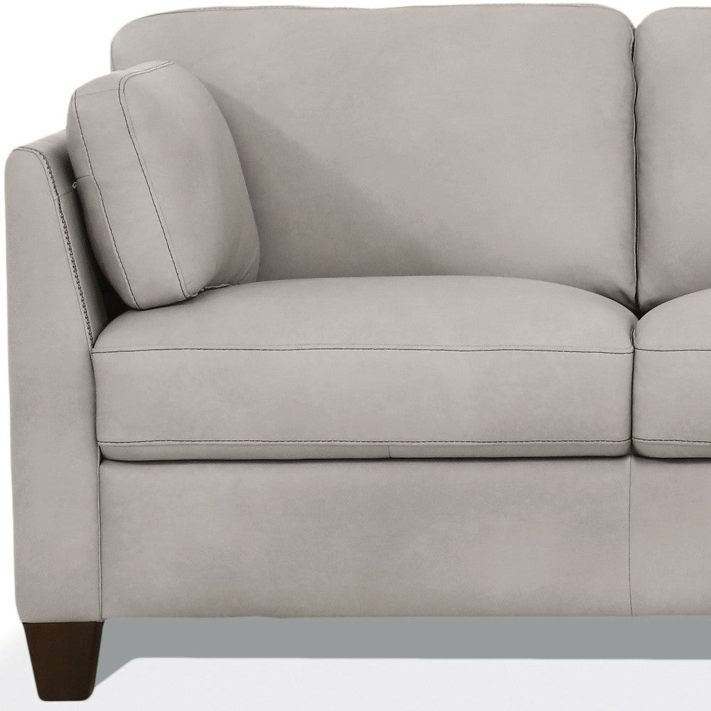 59" Dusty White And Brown Leather Loveseat