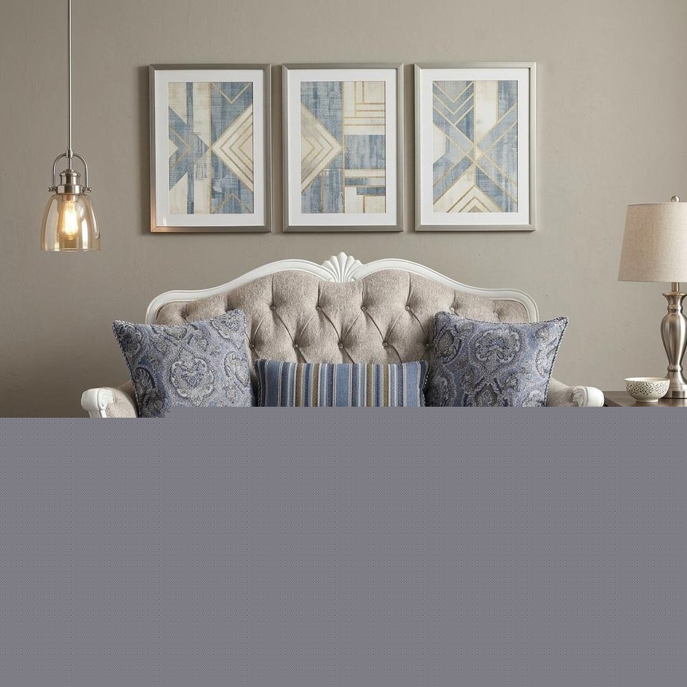 64" Beige 100% Linen And White Love Seat