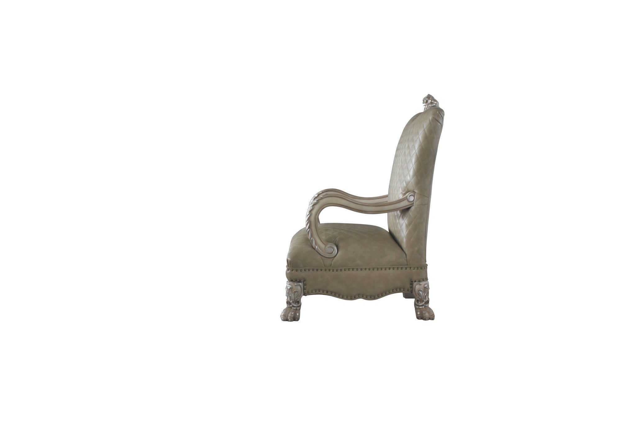 34" Bone Faux Leather Arm Chair