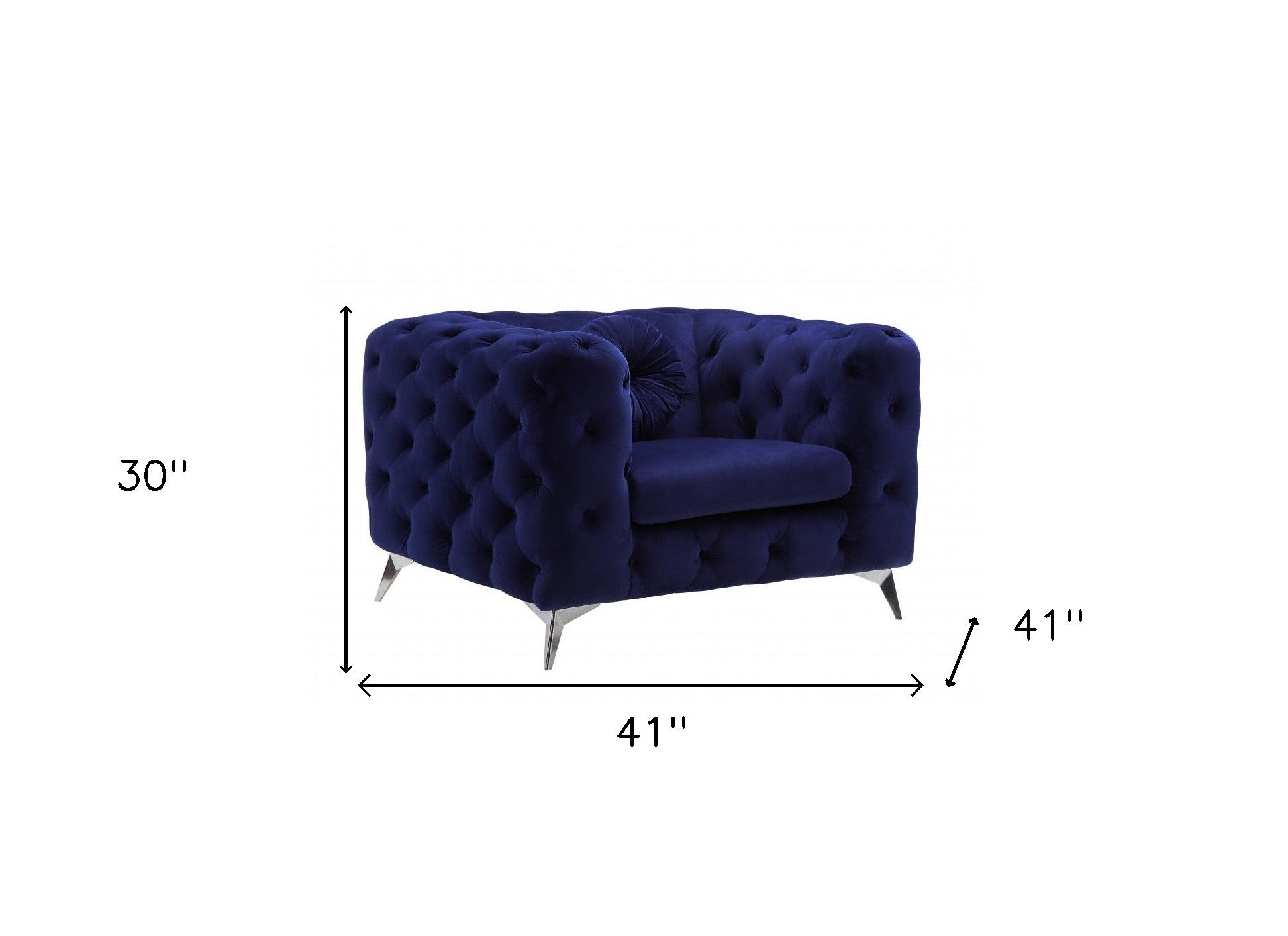 41" Blue and Black Fabric Tufted Arm Chair