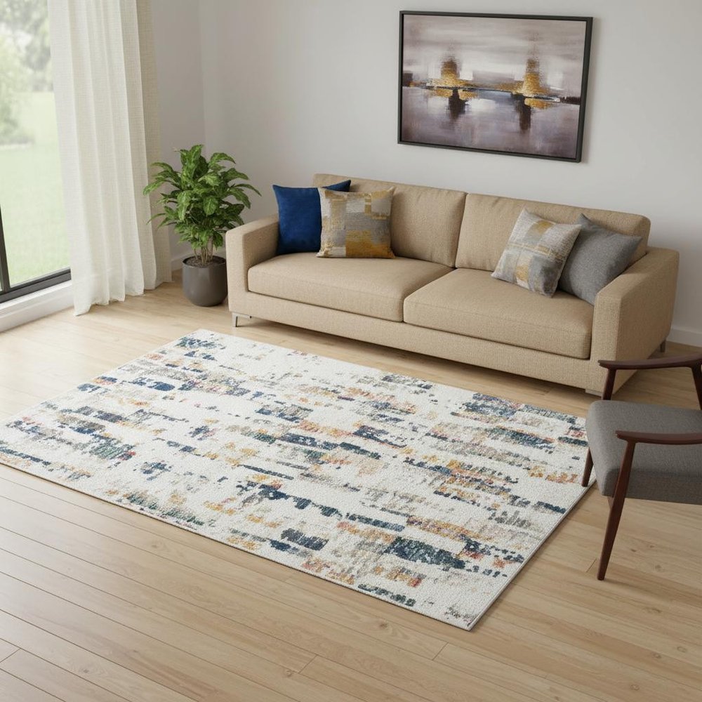 5' X 7' Blue Abstract Area Rug