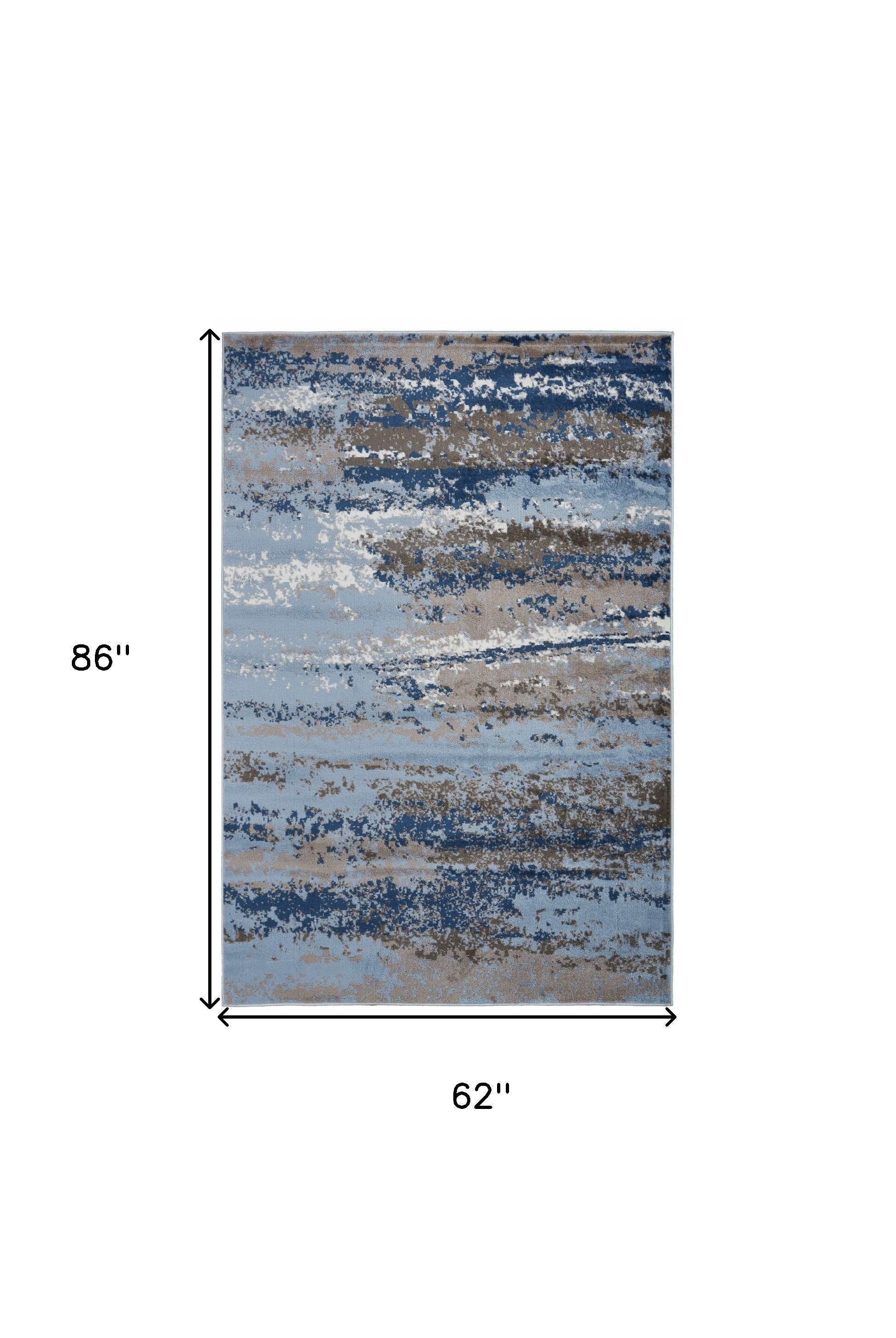 5' X 7' Blue Abstract Area Rug