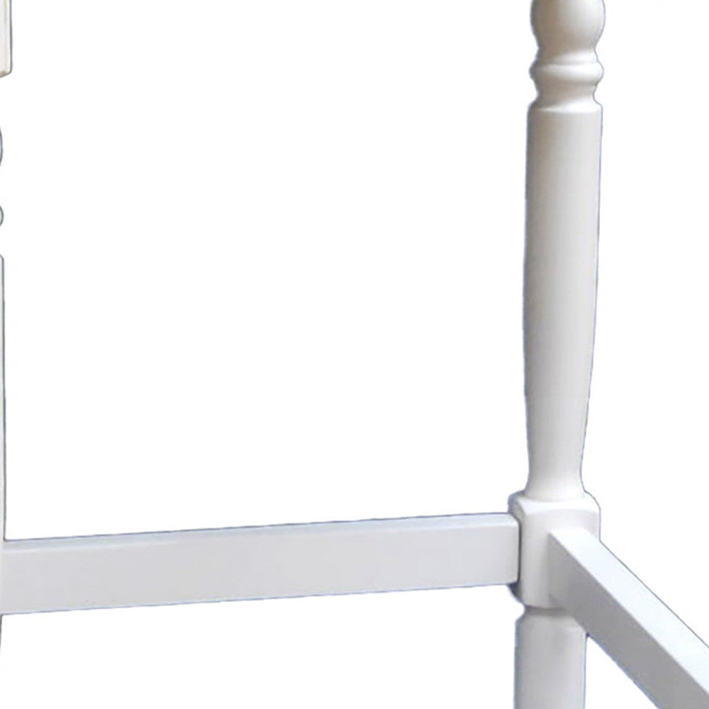 29" Natural And Antiqued White Rush And Solid Wood Backless Bar Height Bar Chair