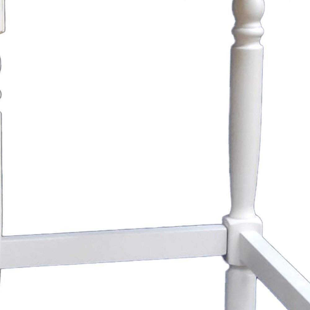 29" Natural And Antiqued White Rush And Solid Wood Backless Bar Height Bar Chair