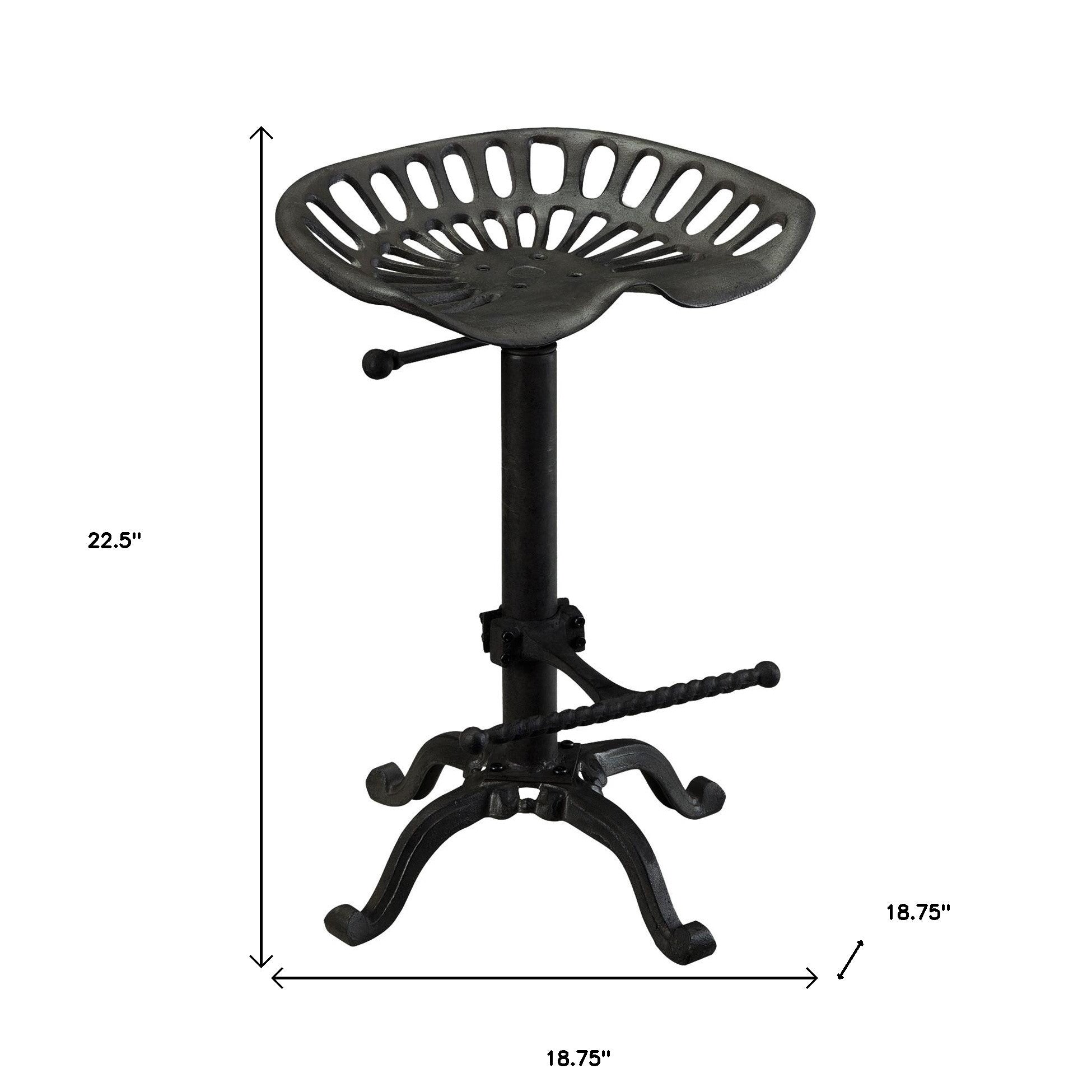 Black Iron Backless Adjustable Height Bar Chair