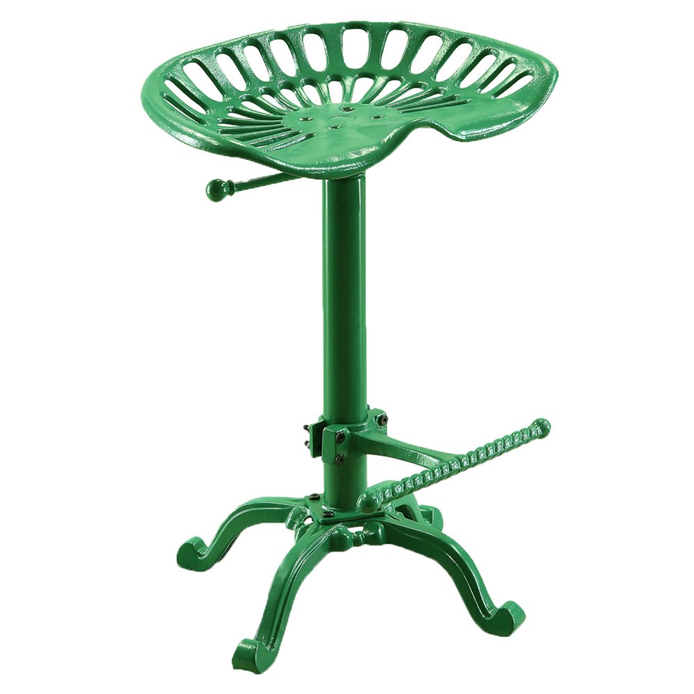 Green Iron Backless Adjustable Height Bar Chair