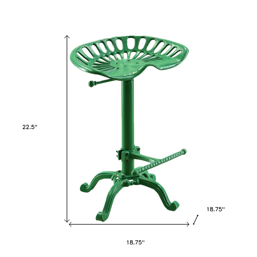 Green Iron Backless Adjustable Height Bar Chair