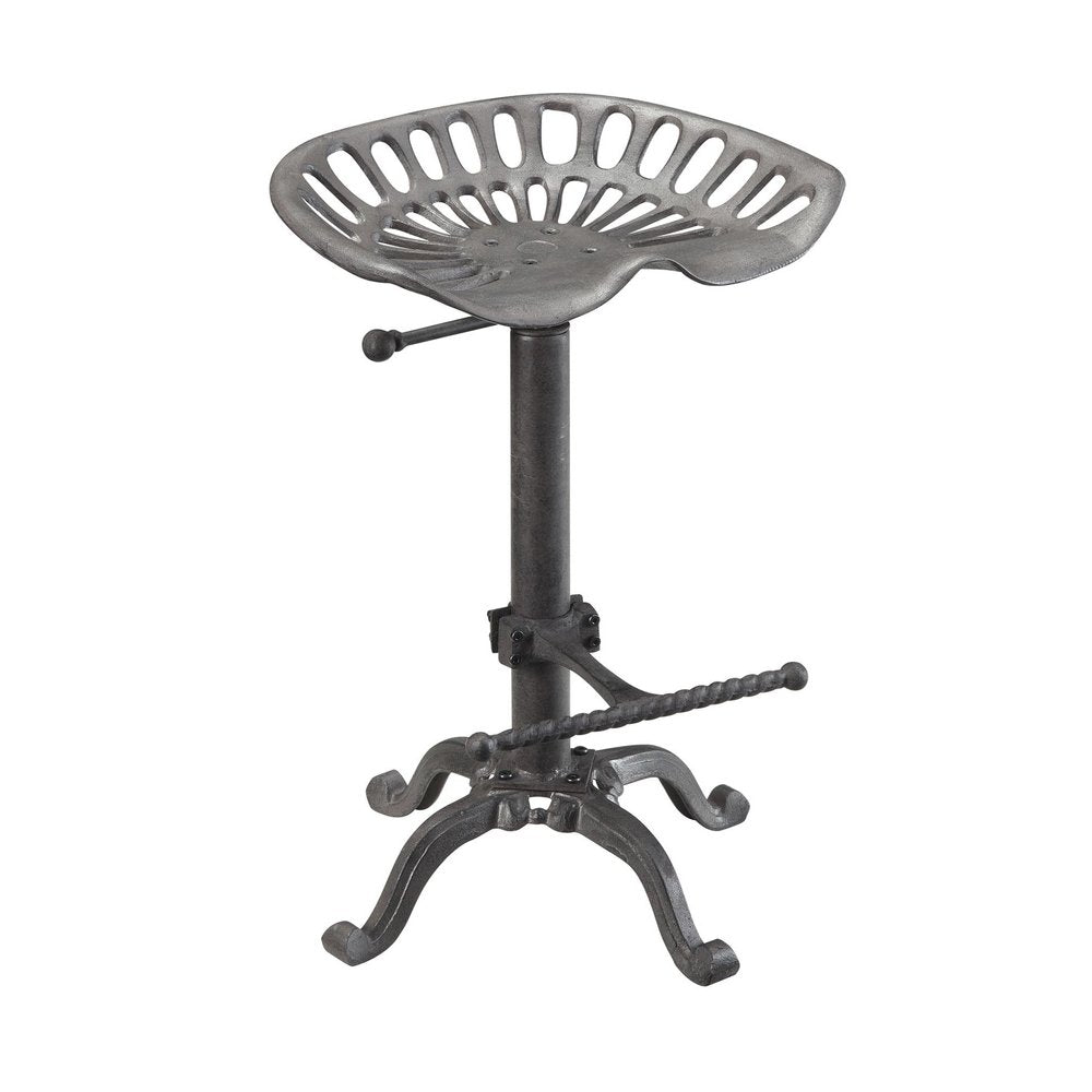Gray Iron Backless Adjustable Height Bar Chair