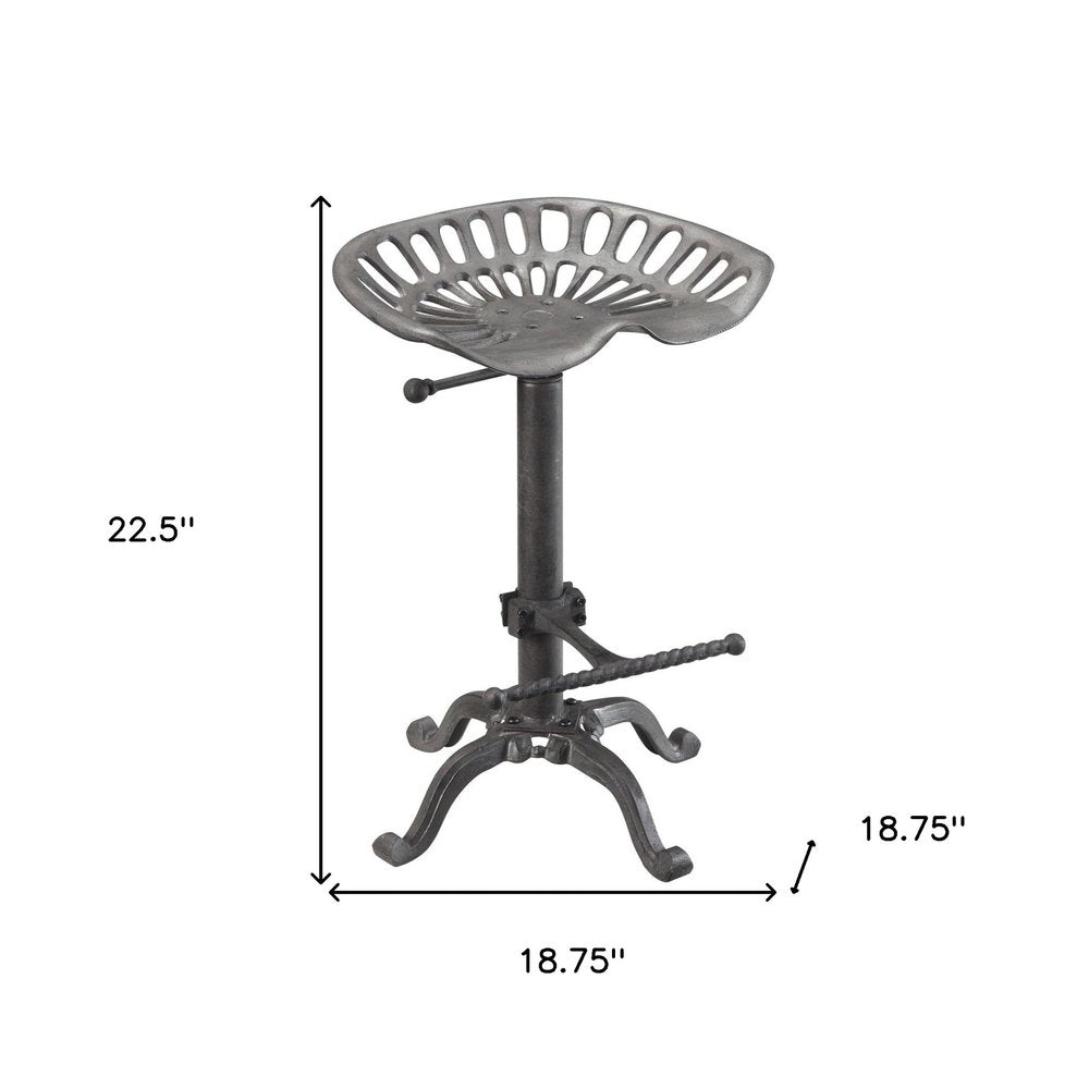 Gray Iron Backless Adjustable Height Bar Chair