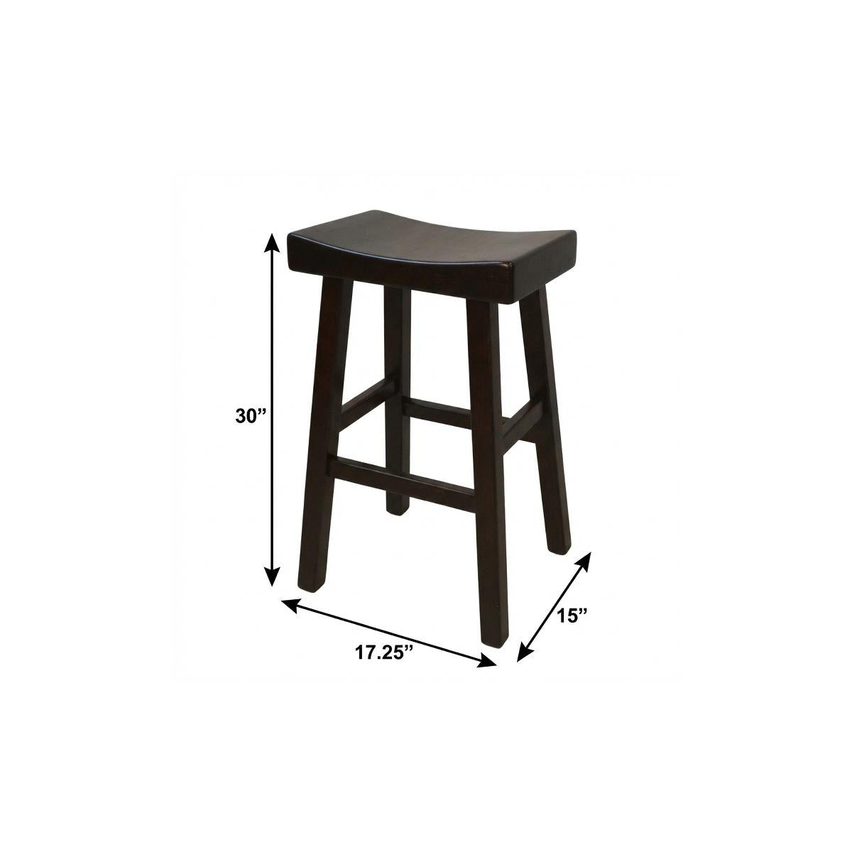 30" Espresso Solid Wood Backless Bar Height Bar Chair