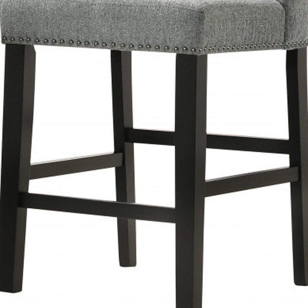 Set of Two 42" Charcoal And Espresso Solid Wood Bar Chairs