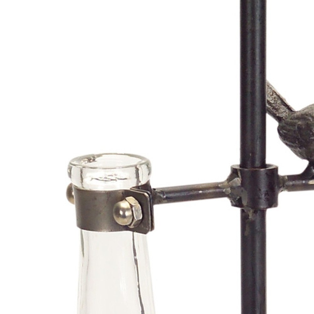 Set of Two Clear and Black Metal and Glass Apothecary Jar