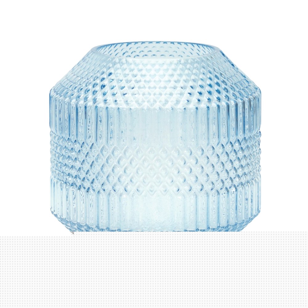 8" Pale Blue Geometric Cylinder Glass Table Vase