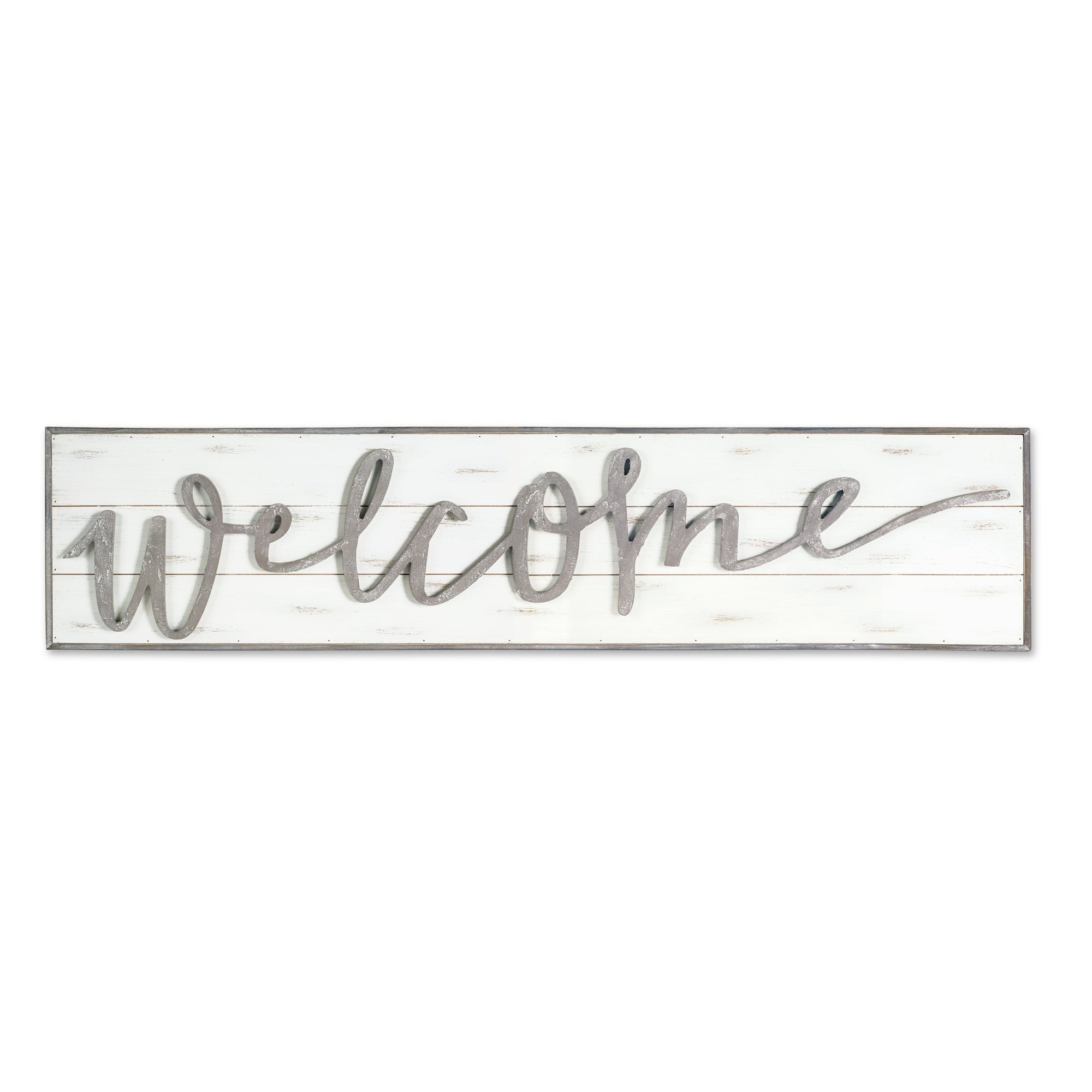 White Solid Wood Welcome Wall Decor