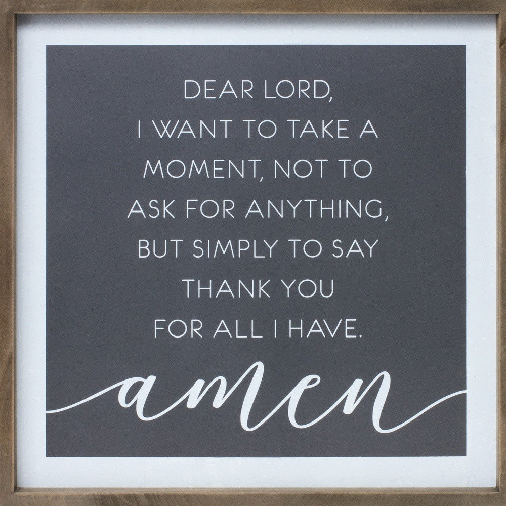 20" X 20" Gray And White Thankful Prayer Square Prayer Wall Decor