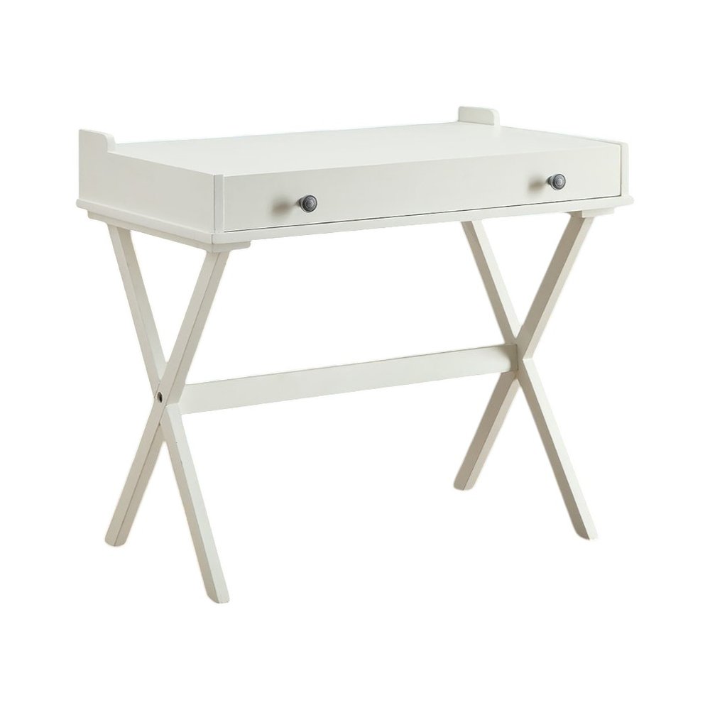 34" Antiqued White Wood Flip Top Desk