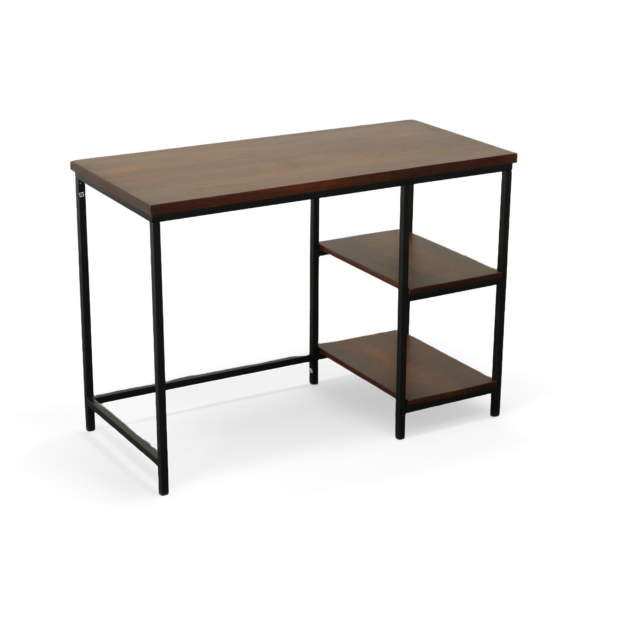 42" Chestnut and Black Solid Wood and Stainless Steel Computer Desk