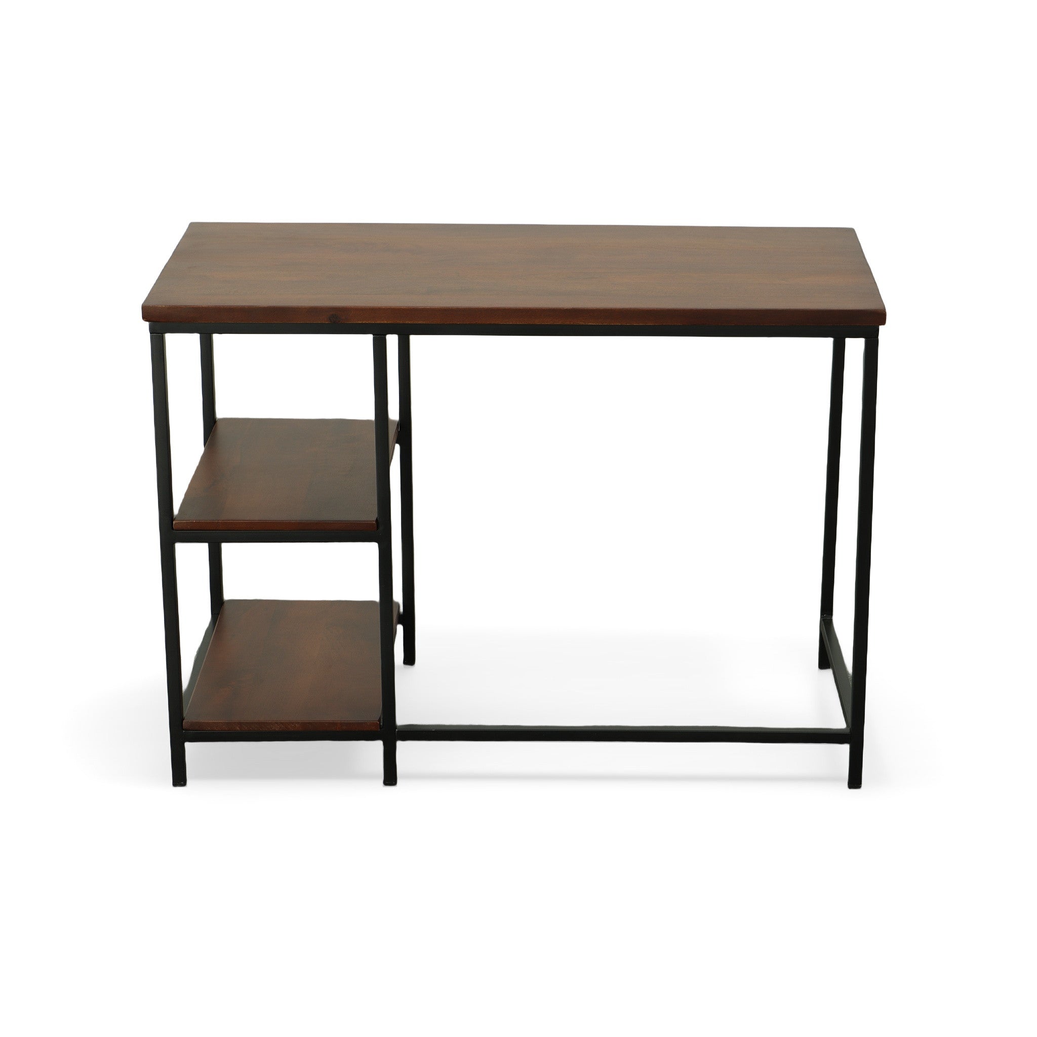 42" Chestnut and Black Solid Wood and Stainless Steel Computer Desk