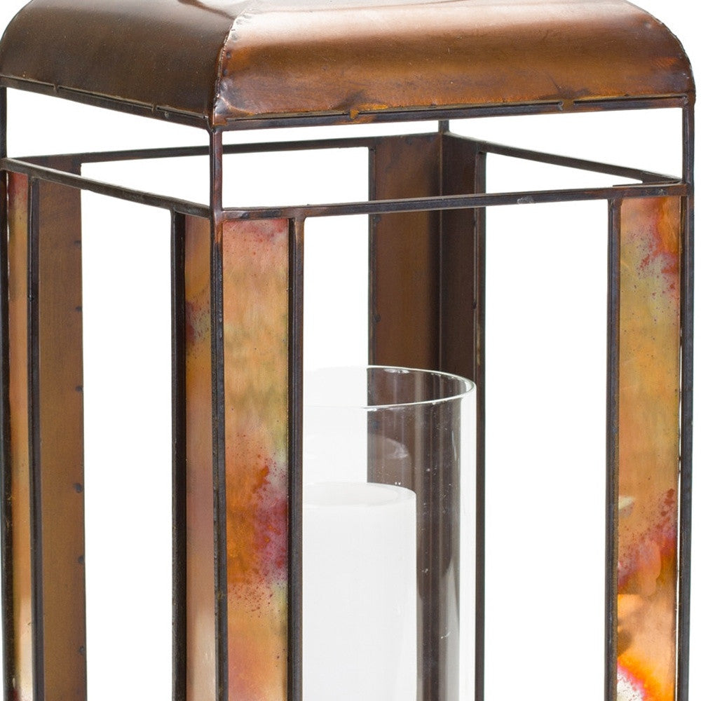 17" Bronze Flameless Floor Lantern Candle Holder
