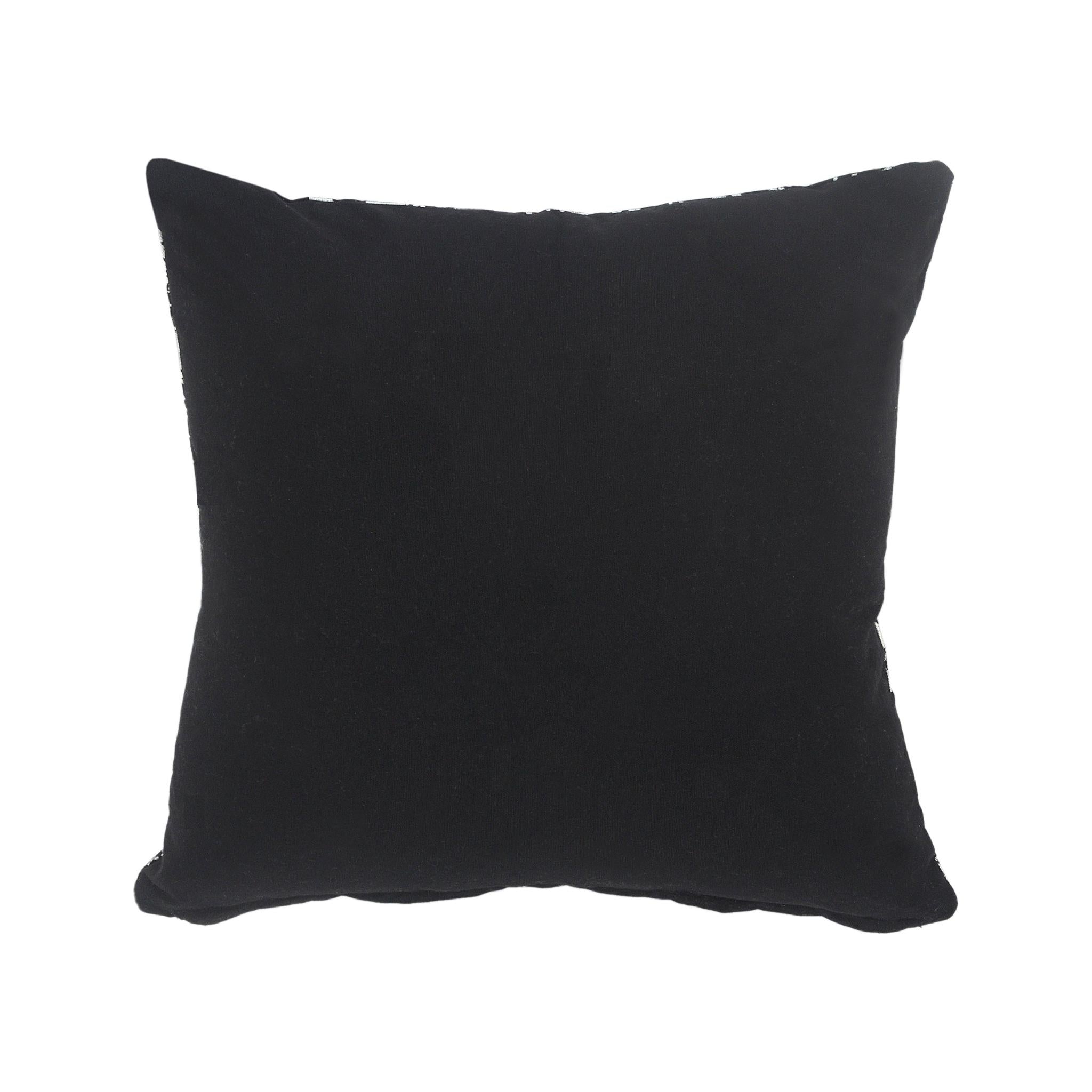 20" Black And Silver Cotton Throw Pillow