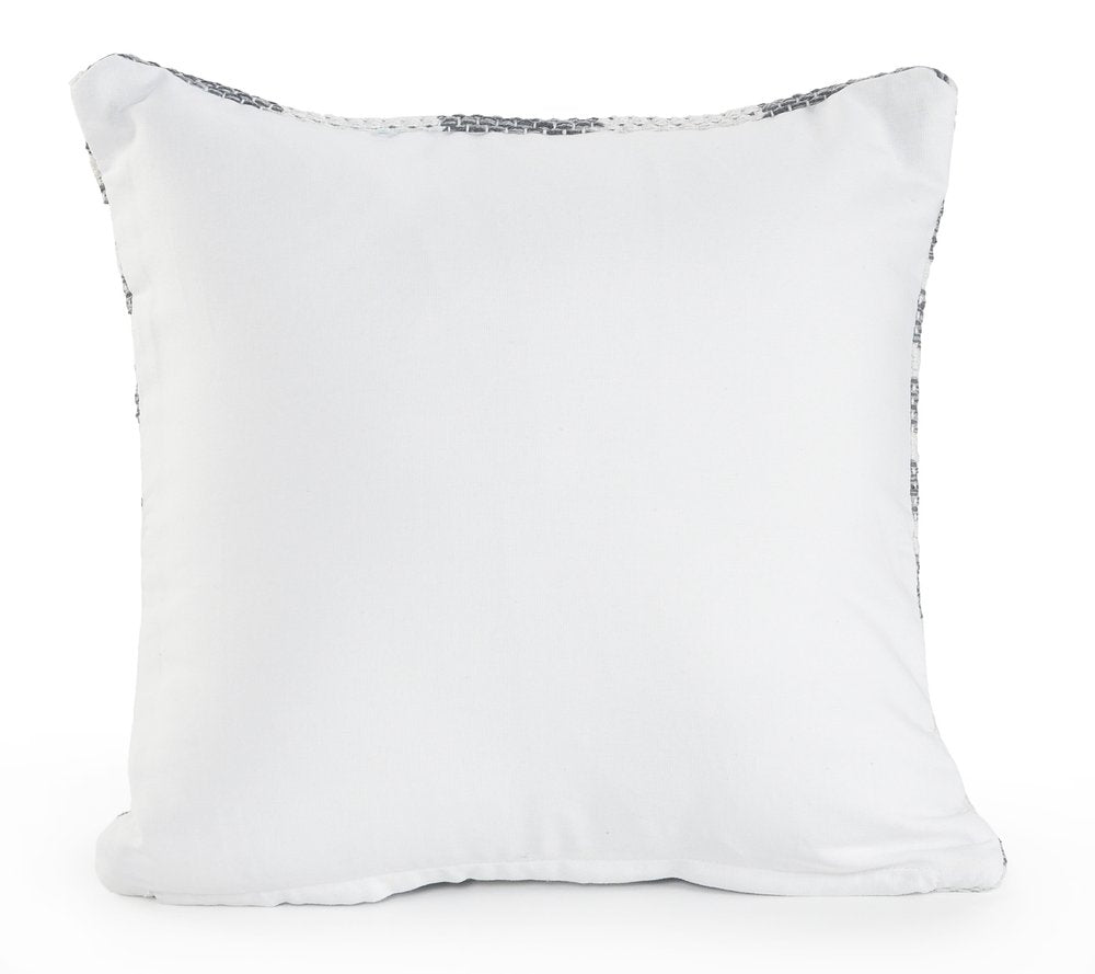 18" X 18" Gray And White 100% Cotton Geometric Zippered Pillow