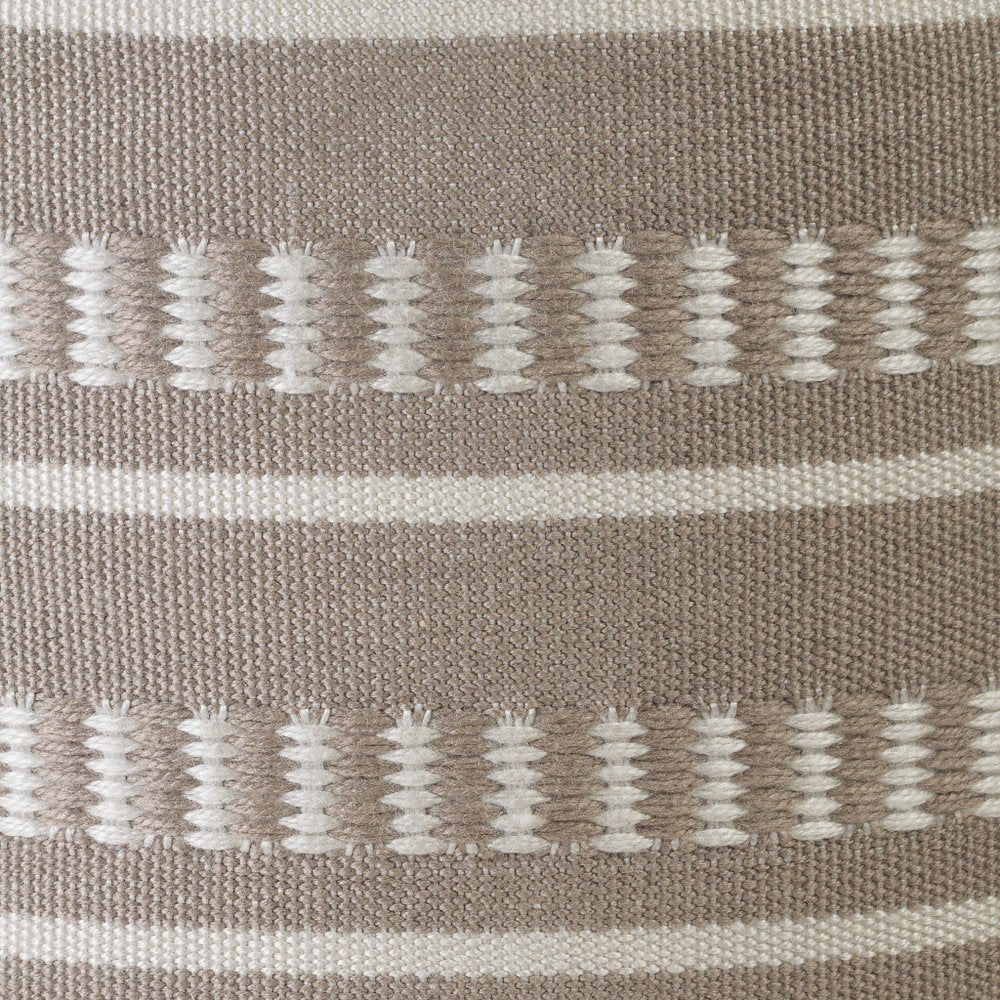 20" Orange Polyester Round Striped Indoor Outdoor Pouf Ottoman