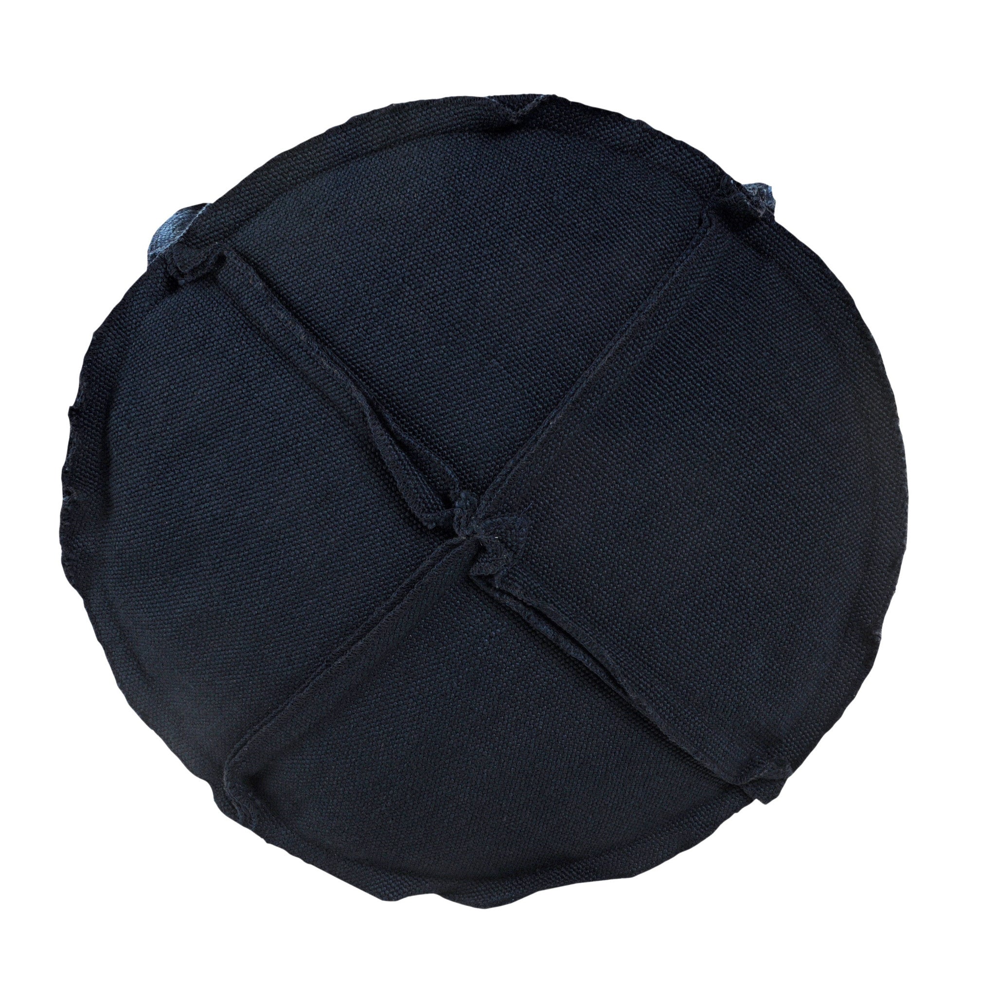 20" Blue Polyester Round Patchwork Indoor Outdoor Pouf Ottoman