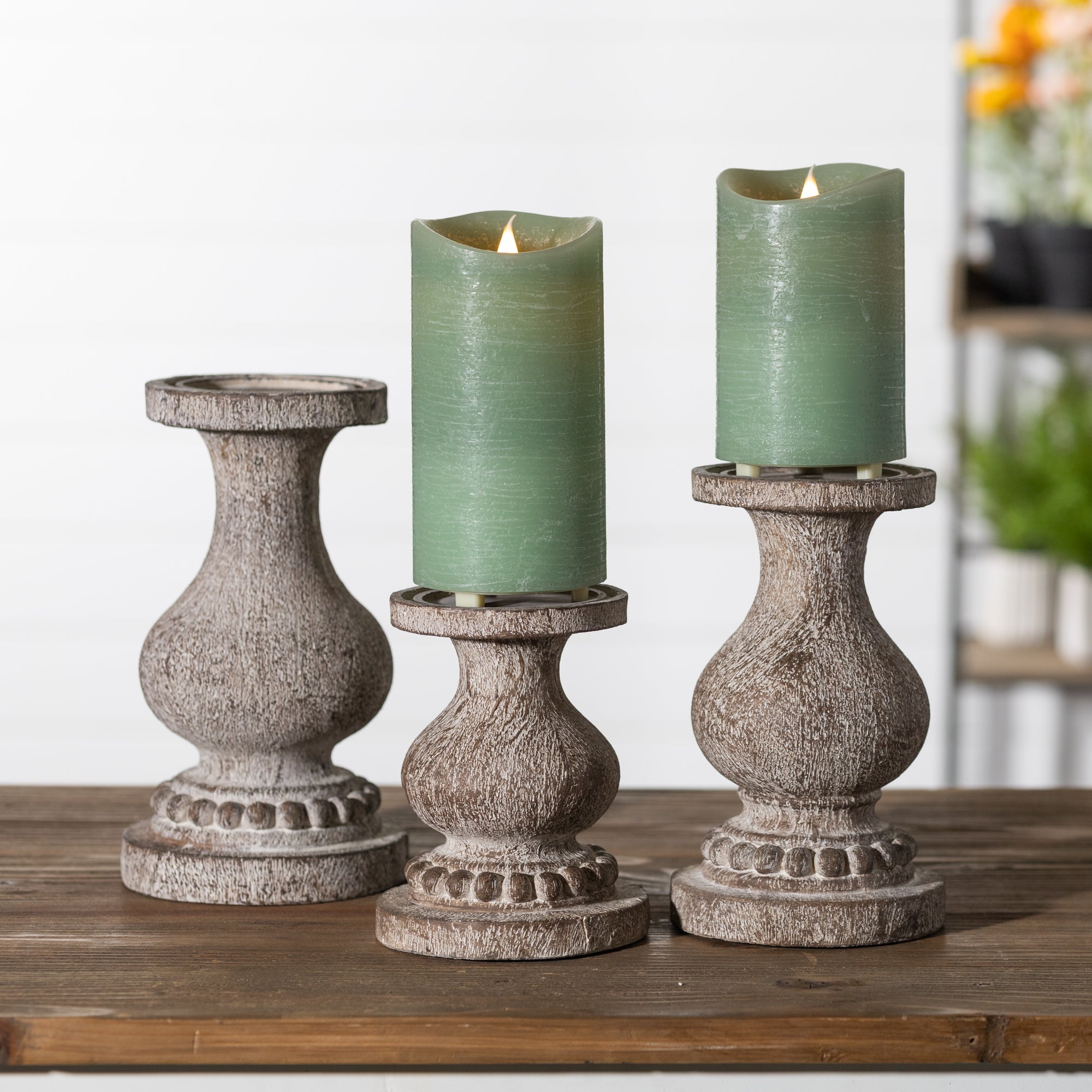 Set Of Three Brown Flameless Tabletop