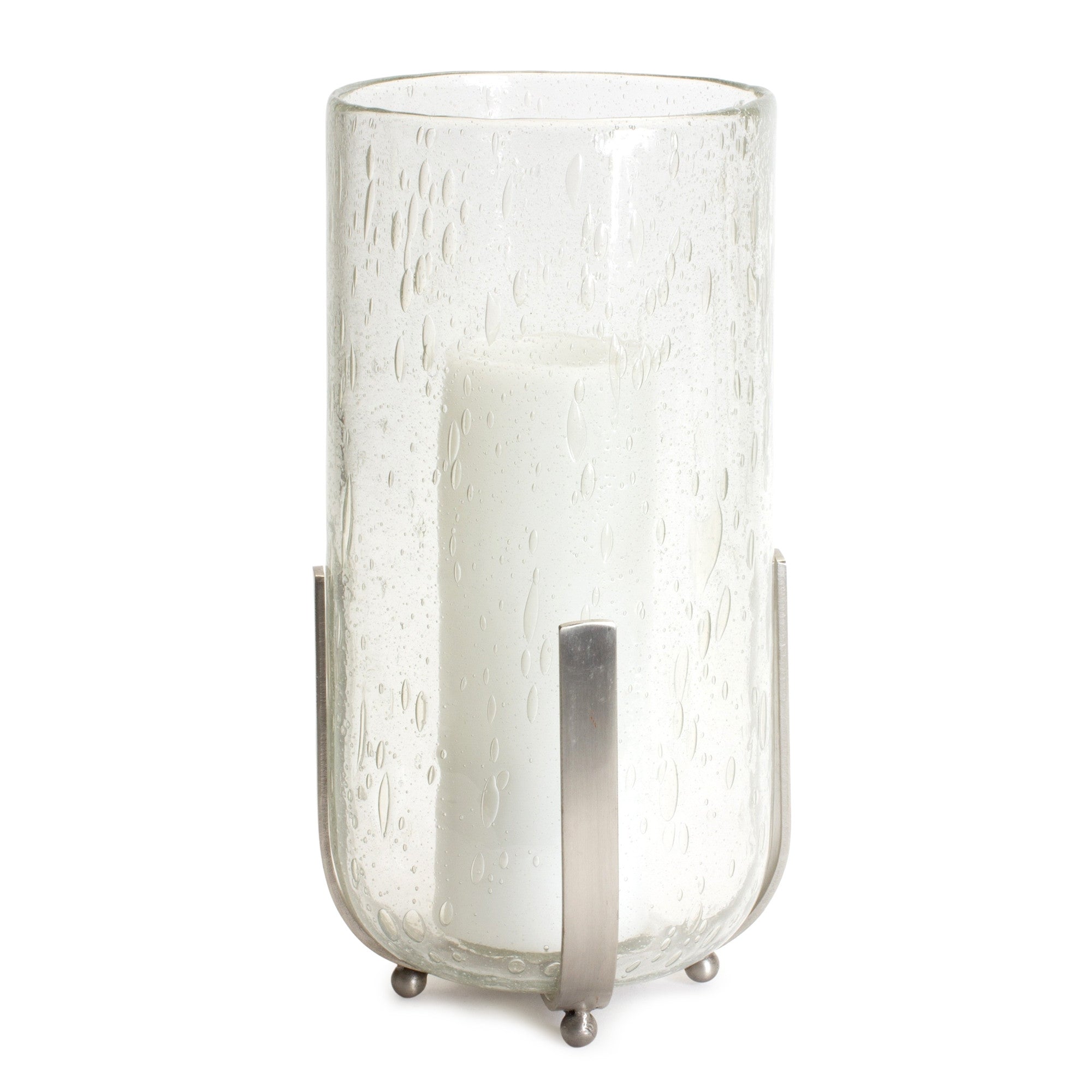 6" Silver Flameless Tabletop Hurricane Candle Holder