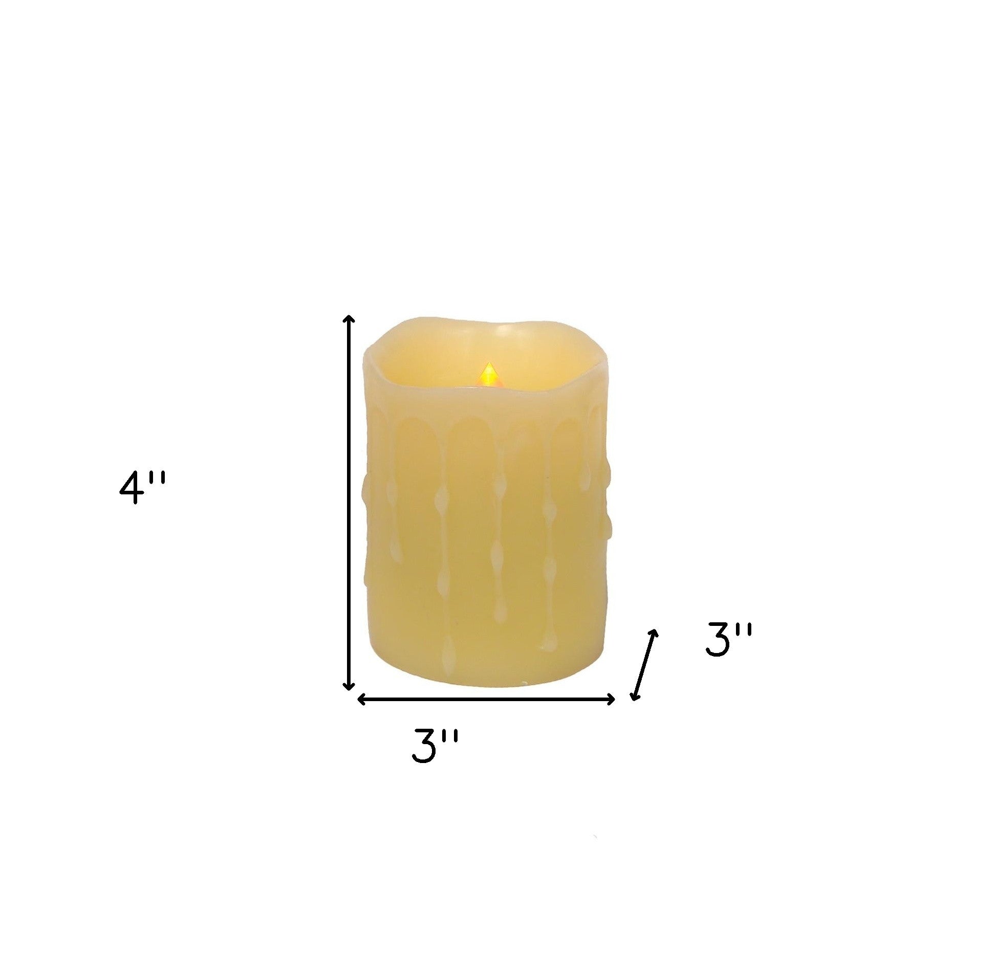Set of Four Yellow Flameless Pillar Candle