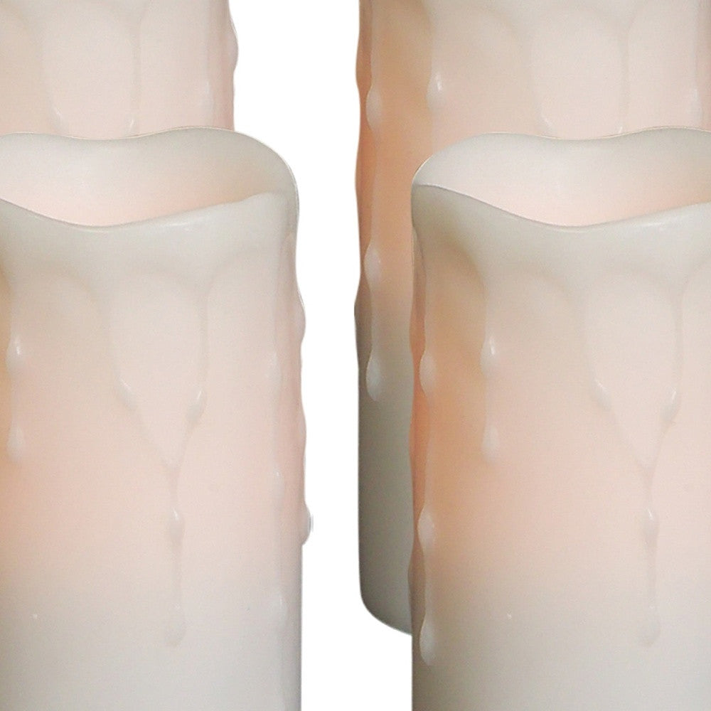 Set of Four Off White Flameless Pillar Candles