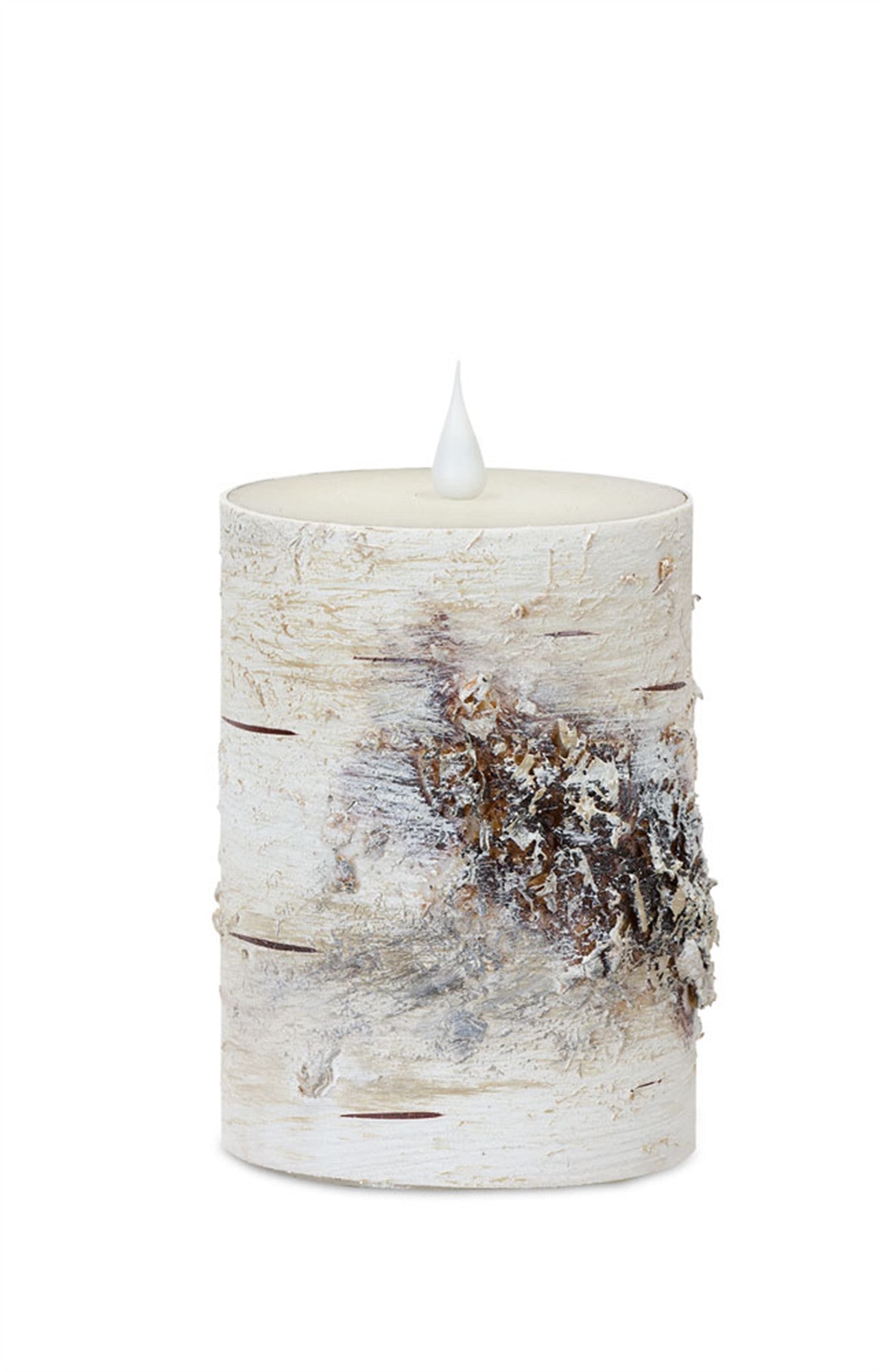 Set of Two Beige and Ivory Flameless Pillar Candle