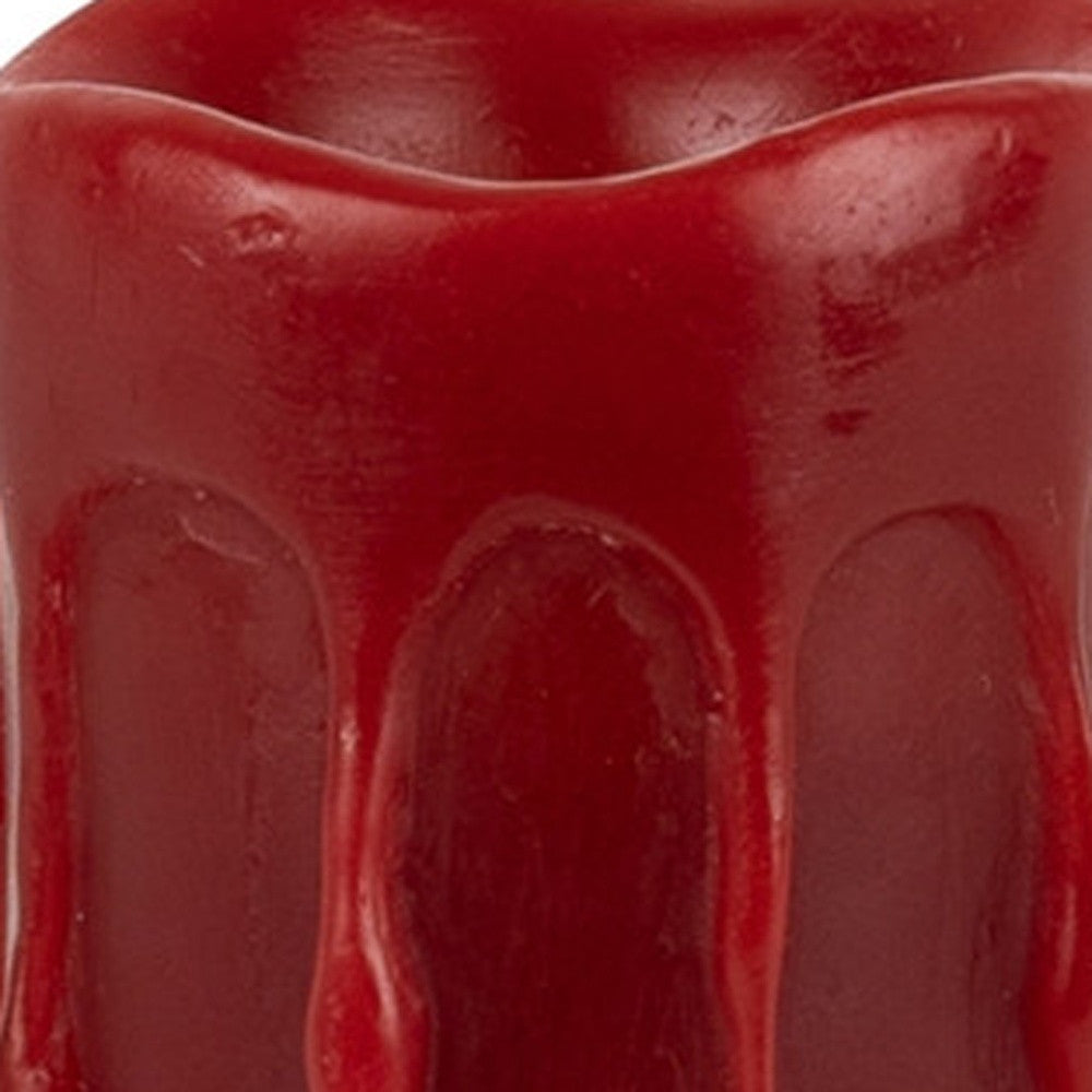 Set of Two Red Flameless Pillar Candles