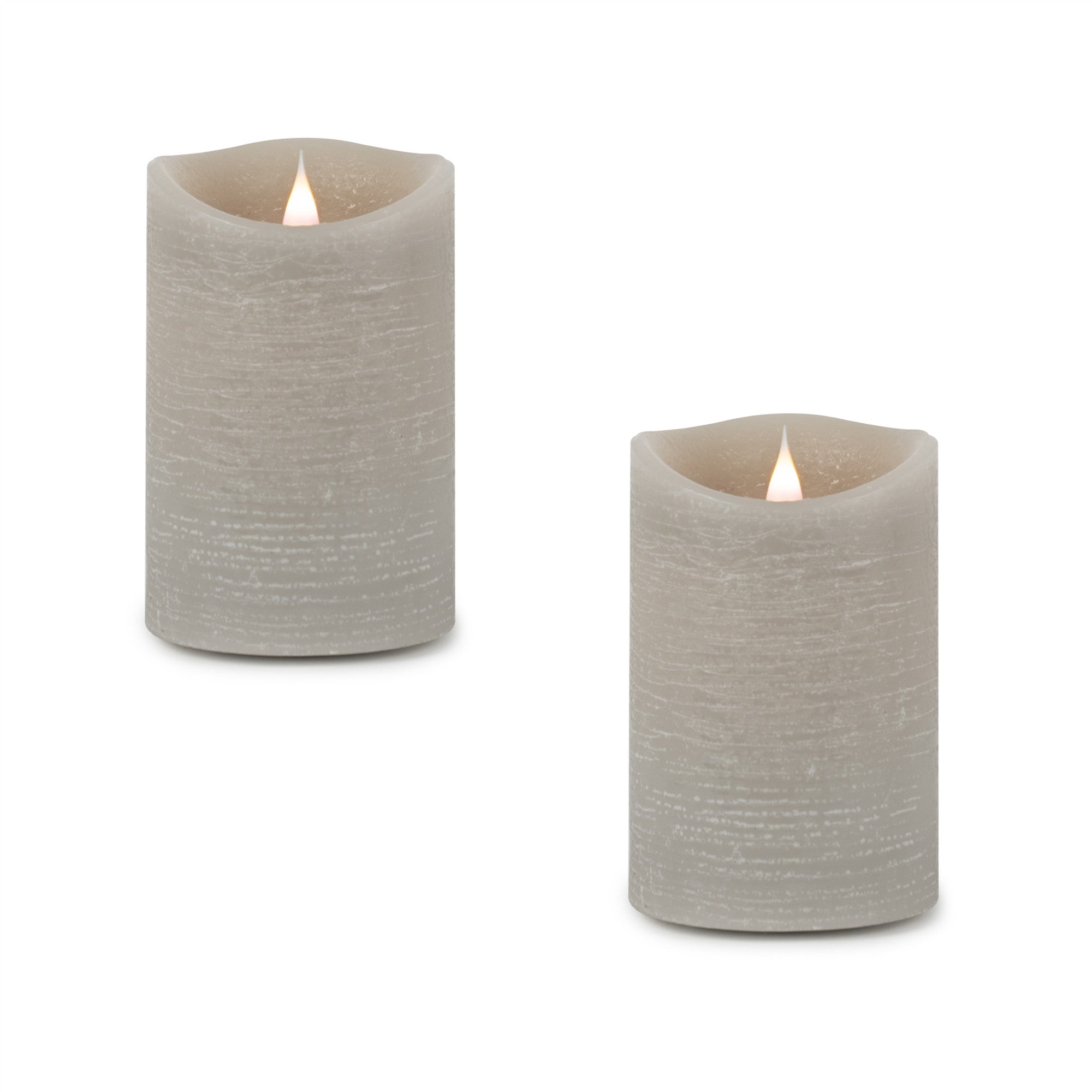 Set of Two Gray Flameless Pillar Candle