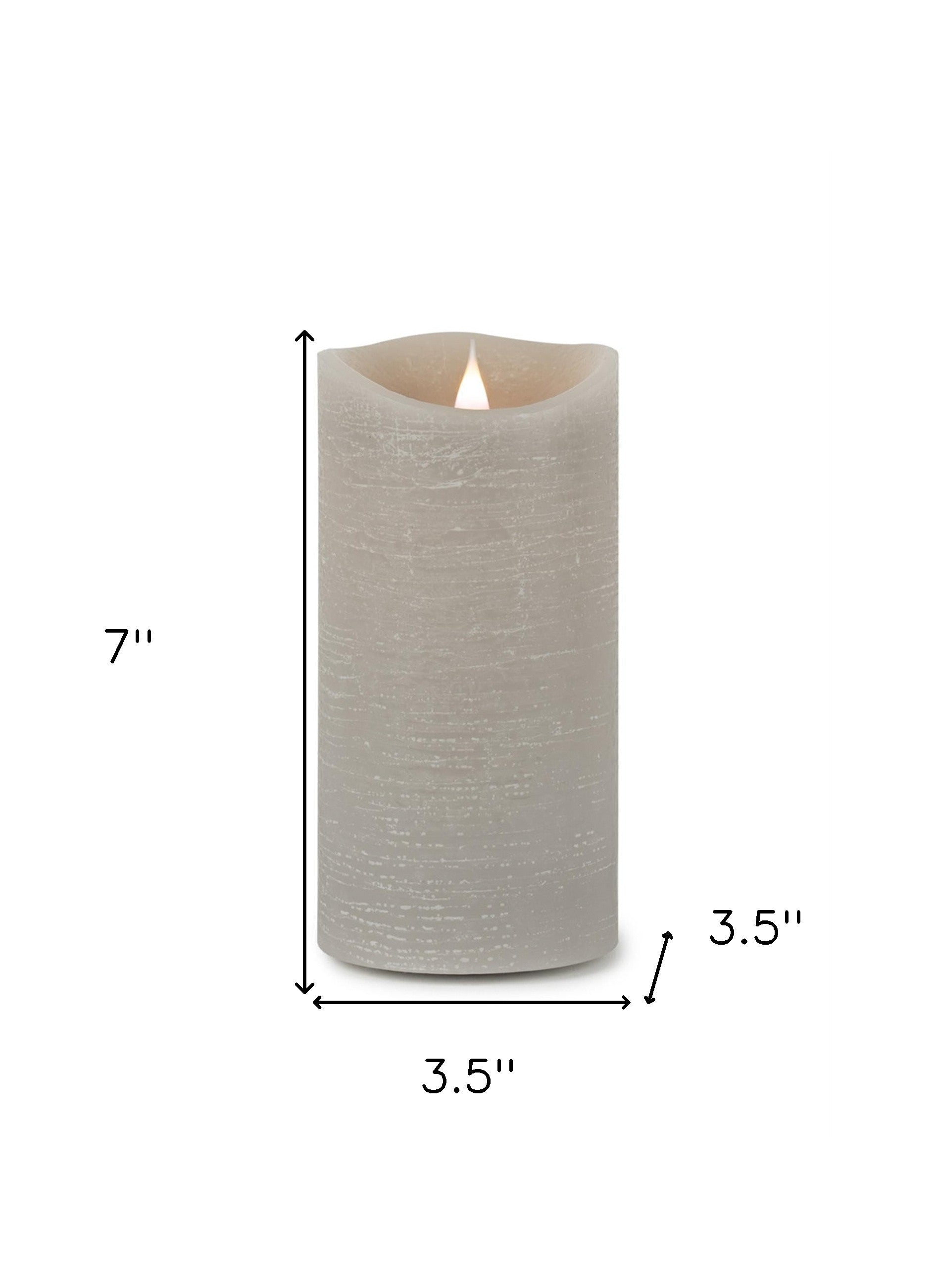7" Gray Flameless Pillar Candle
