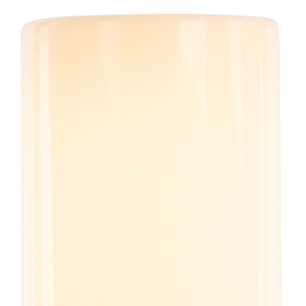 8" White with Orange Flame Flameless Designer Candle