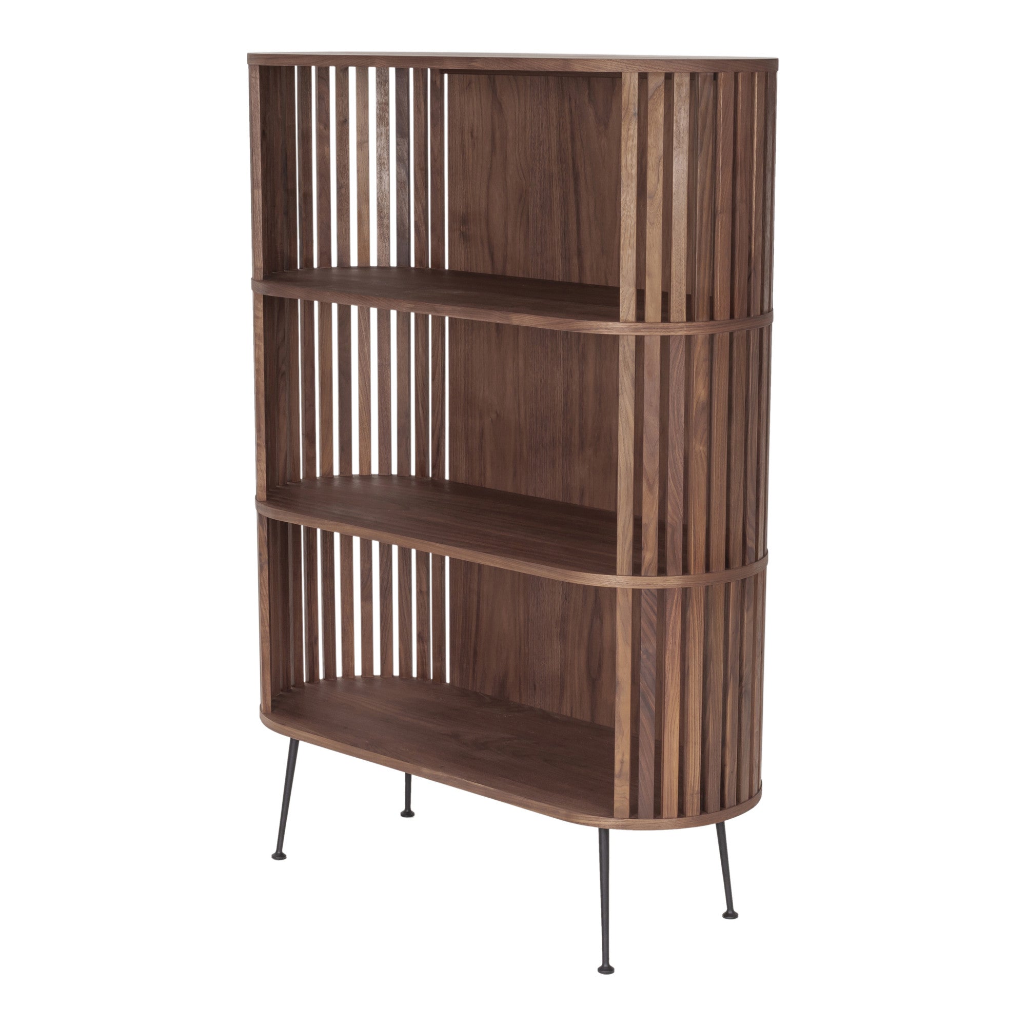 57" Natural and Brown Wood Three Tier Bookcase