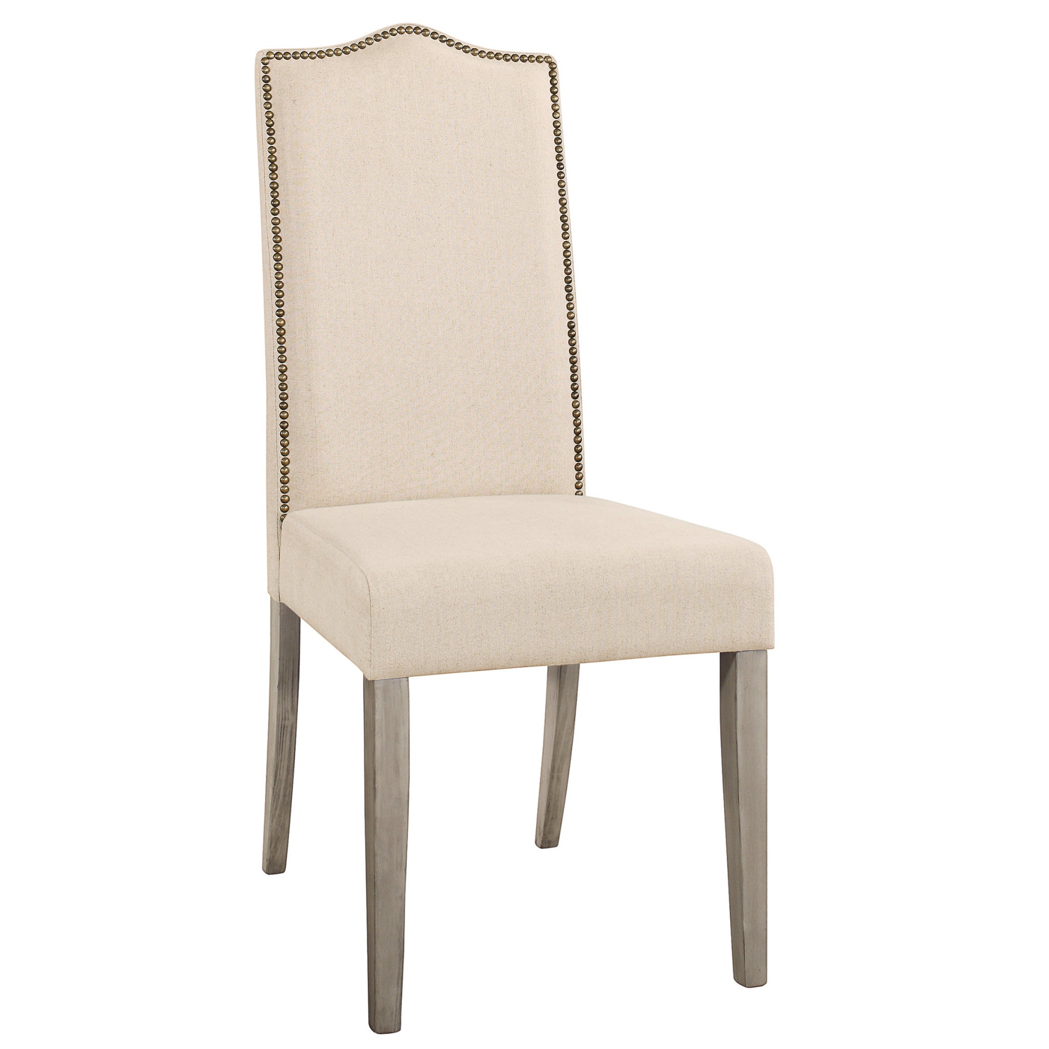 Cream and Gray Linen Dining Parsons Chair