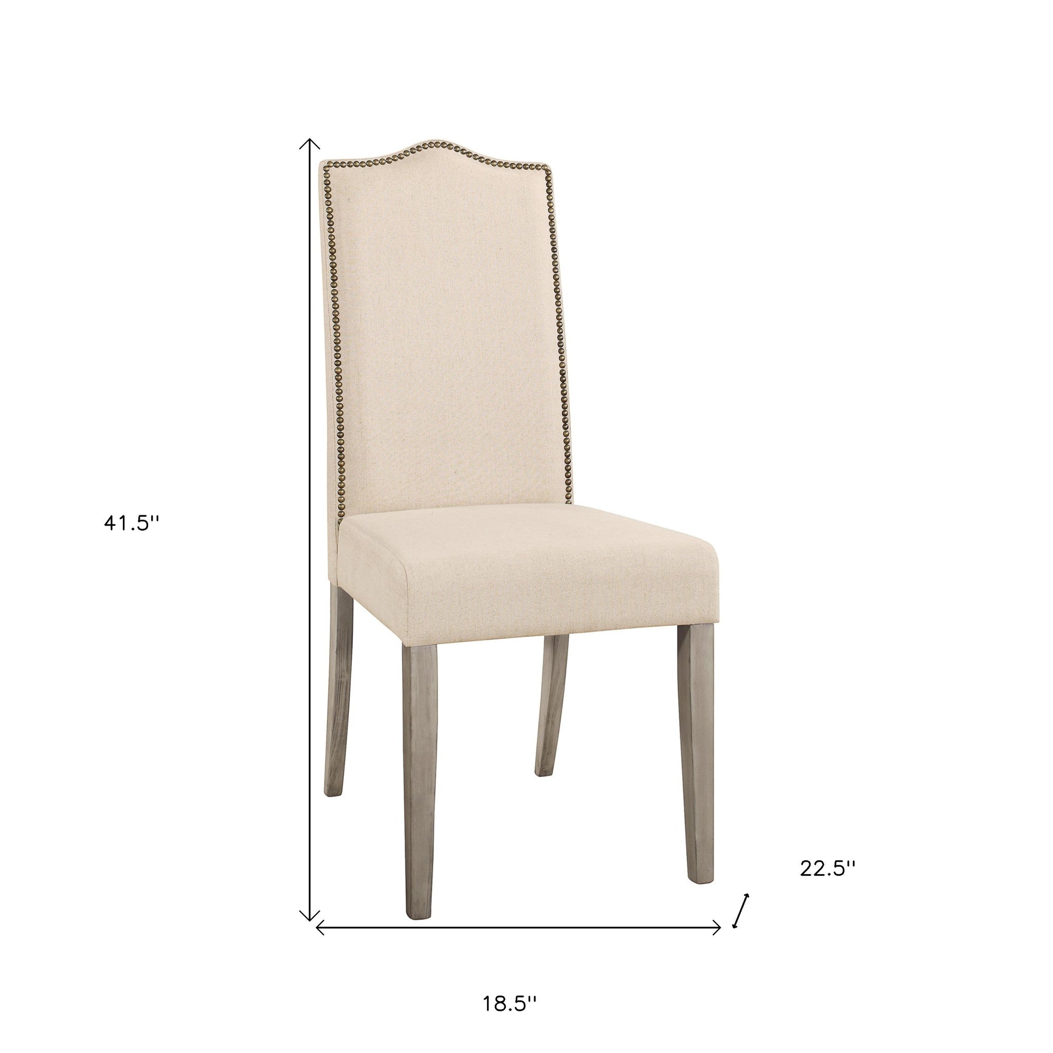 Cream and Gray Linen Dining Parsons Chair