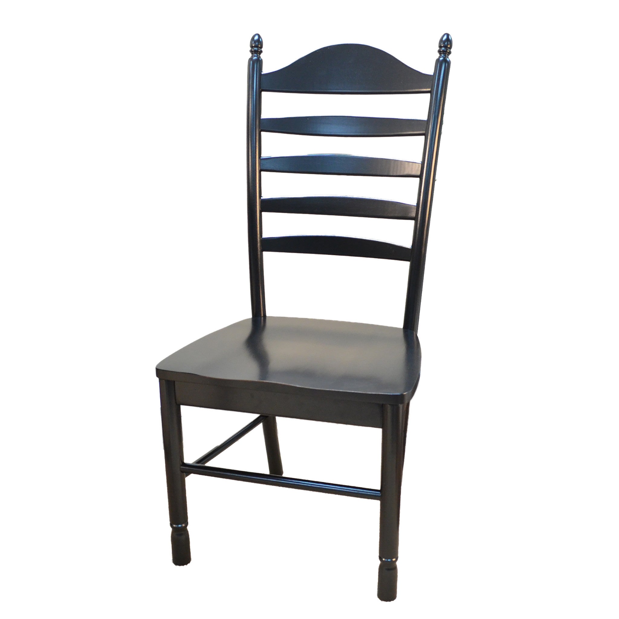 Black Solid Wood Ladder Back Dining Side Chair
