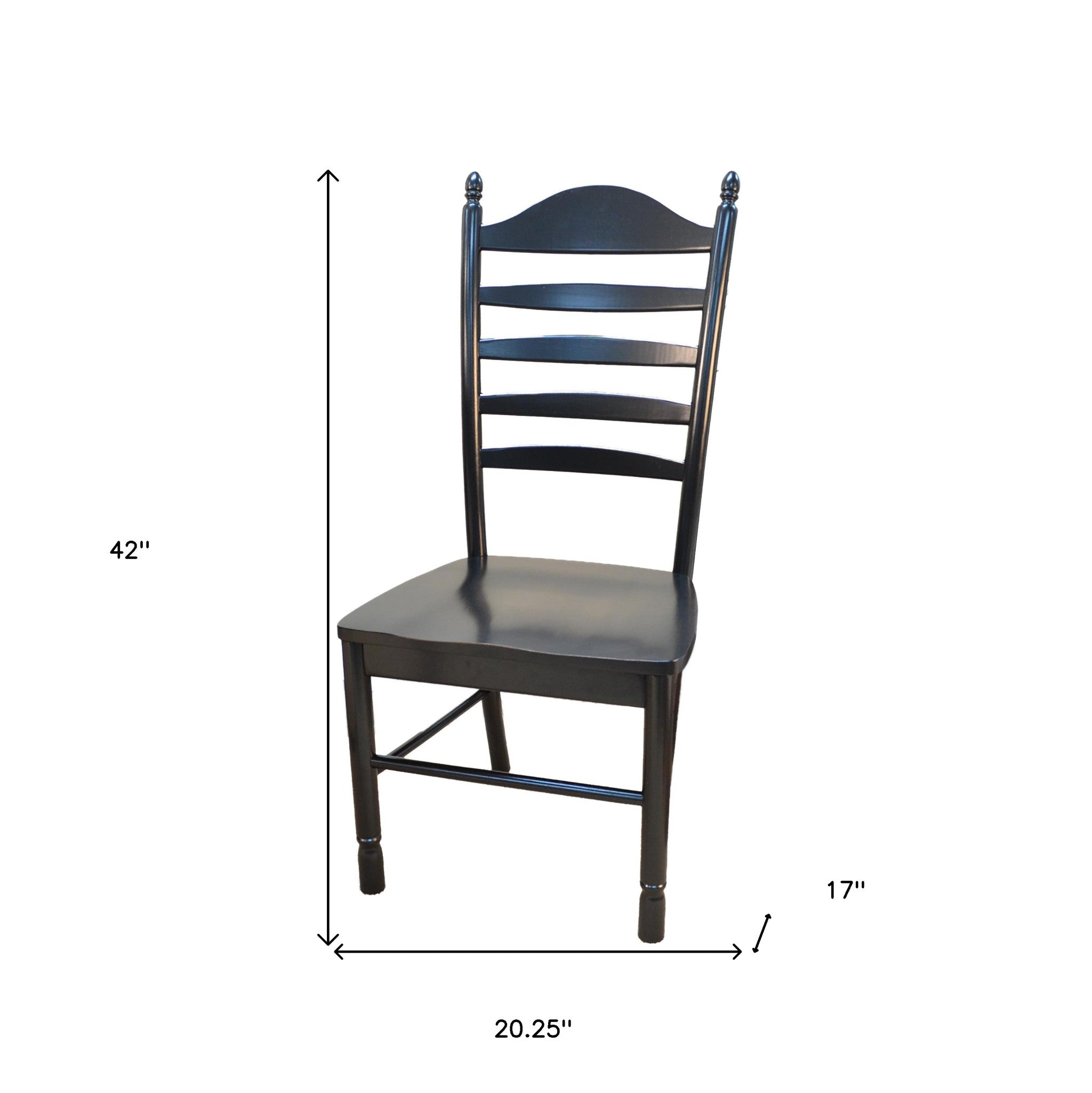 Black Solid Wood Ladder Back Dining Side Chair