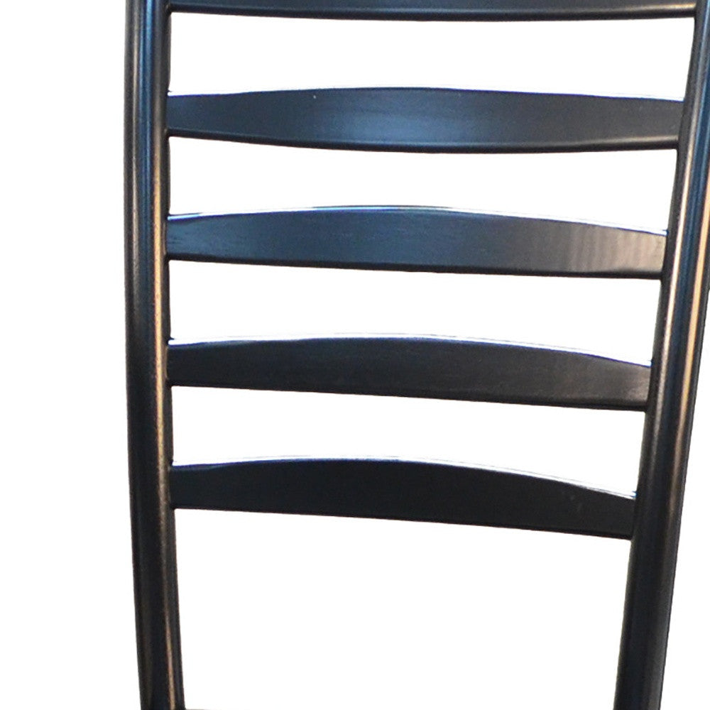 Black Solid Wood Ladder Back Dining Side Chair