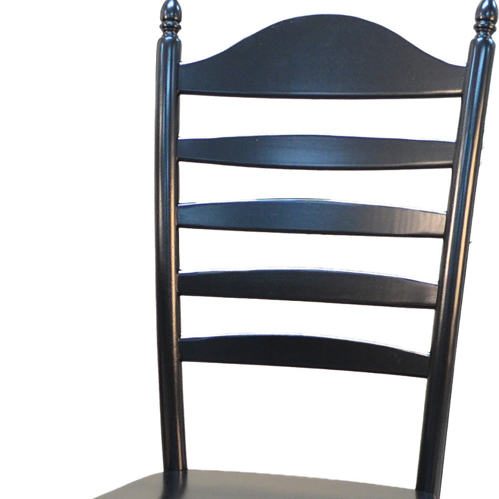 Black Solid Wood Ladder Back Dining Side Chair
