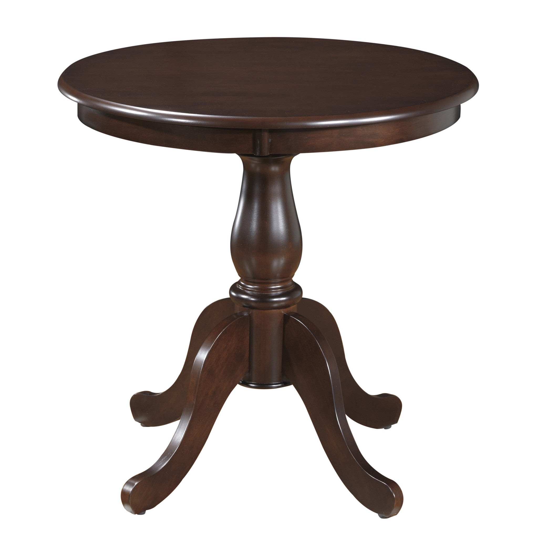 30" Espresso Rounded Solid Manufactured Wood And Solid Wood Pedestal Base Dining Table