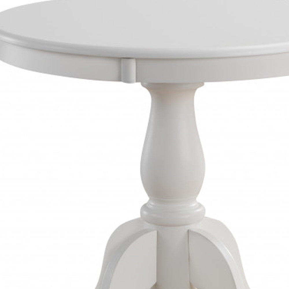 30" White Round Turned Pedestal Base Wood Dining Table