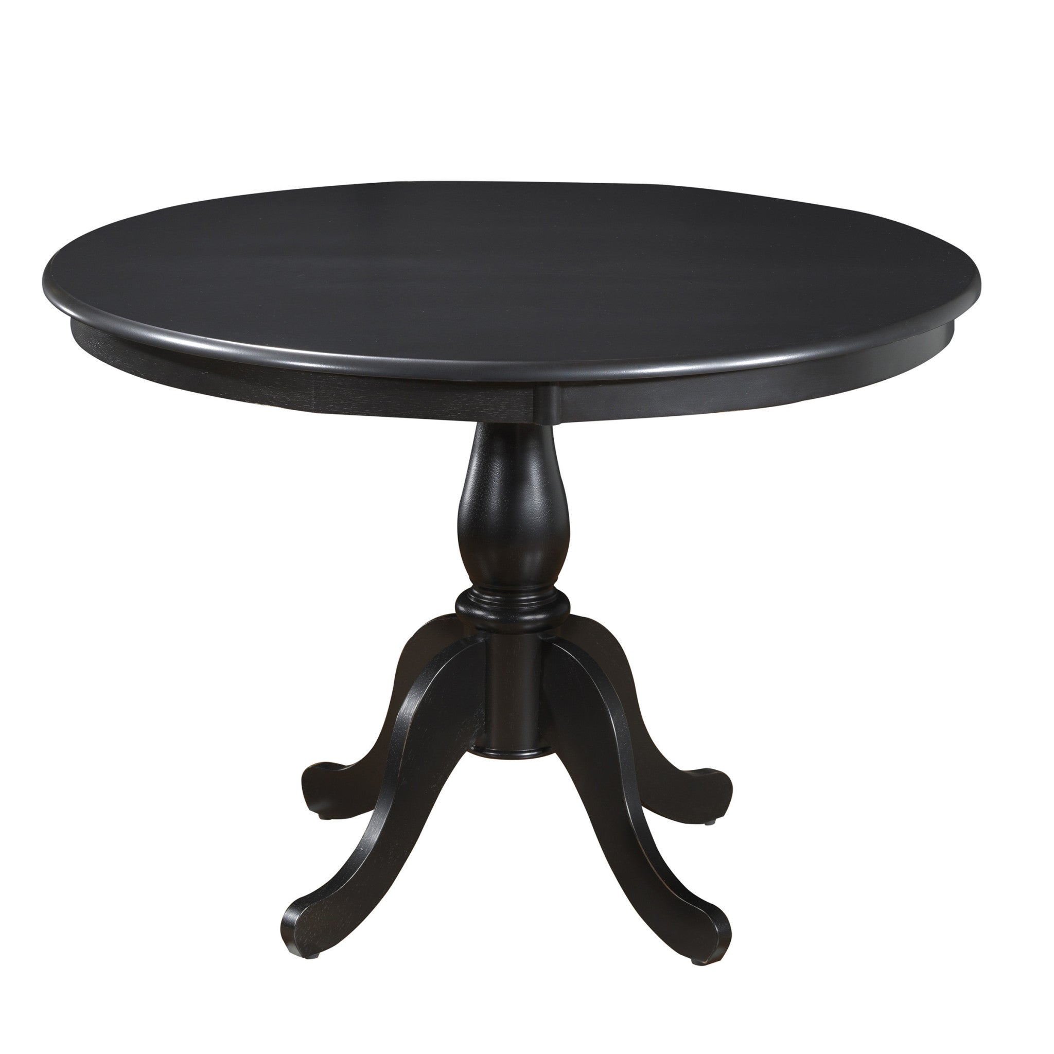 42" Black Wood Pedestal Base Round Top Dining Table