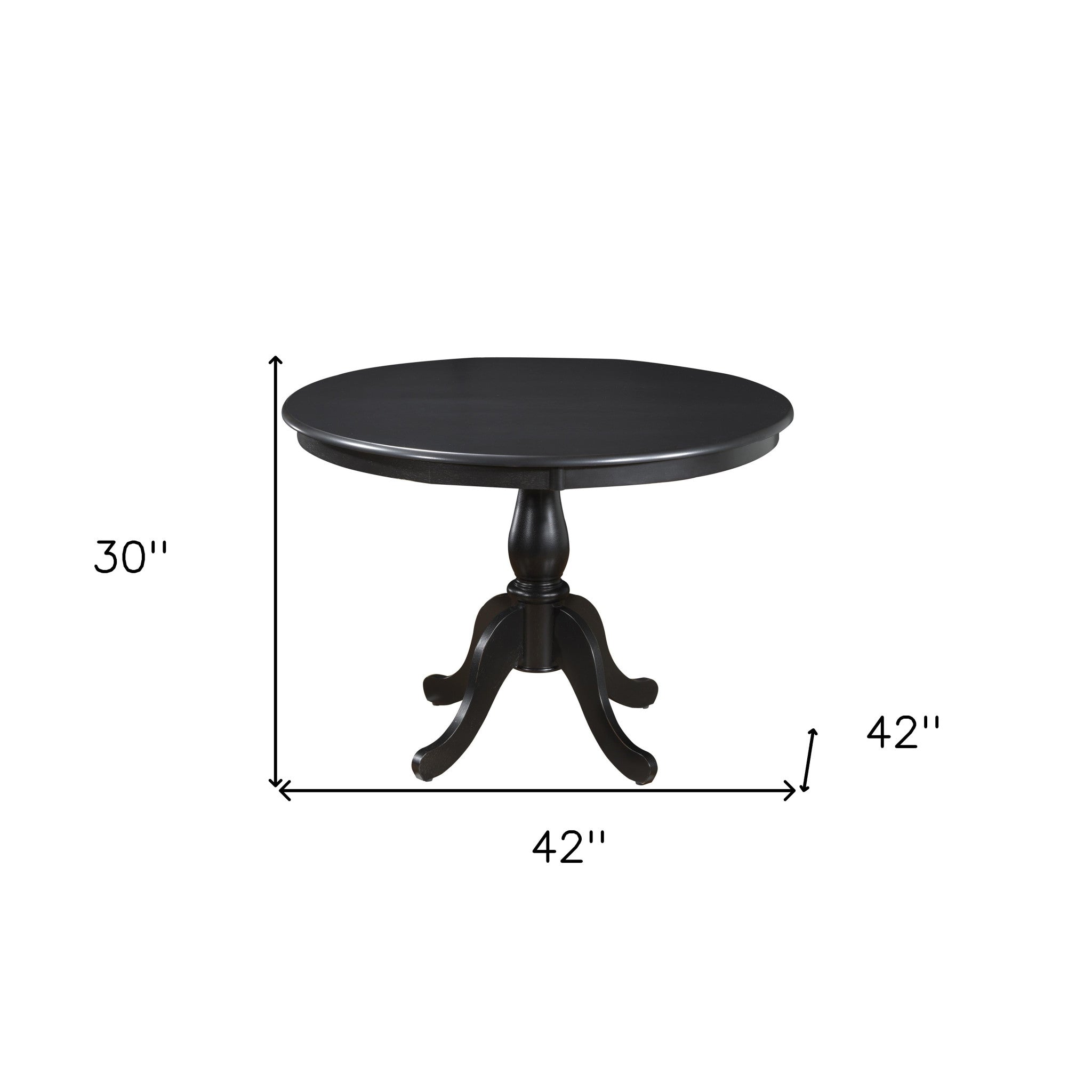 42" Black Wood Pedestal Base Round Top Dining Table