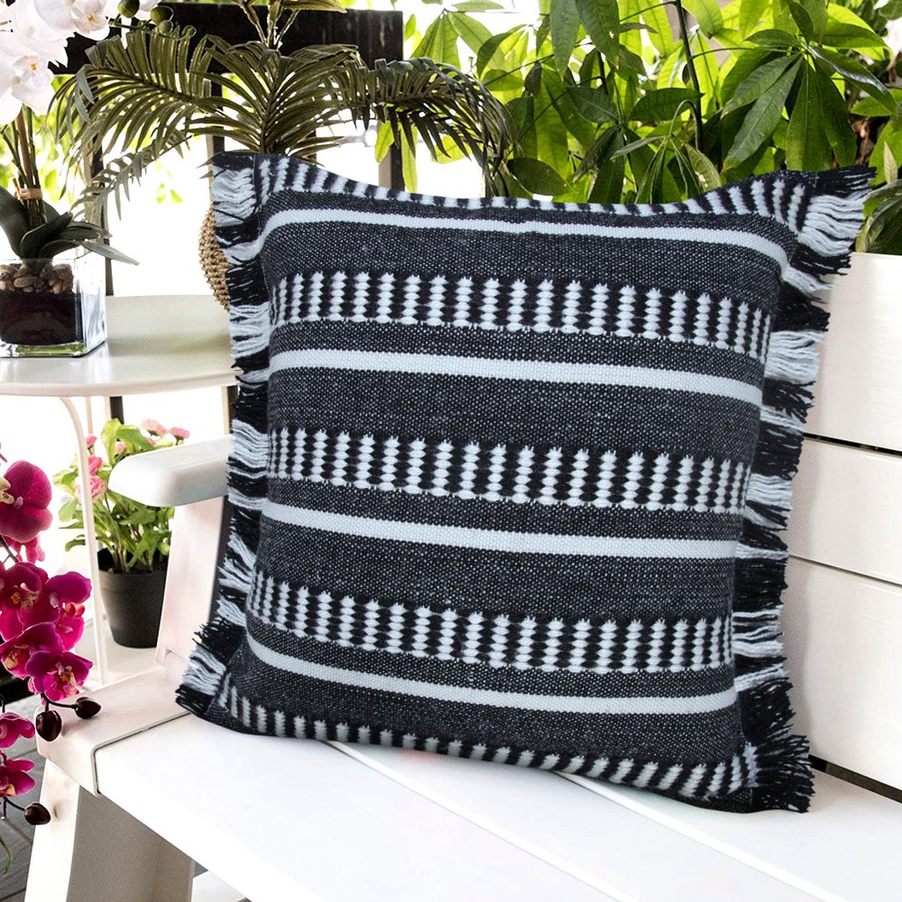 24" X 24" Tan Zippered Coastal Indoor Outdoor Throw Pillow