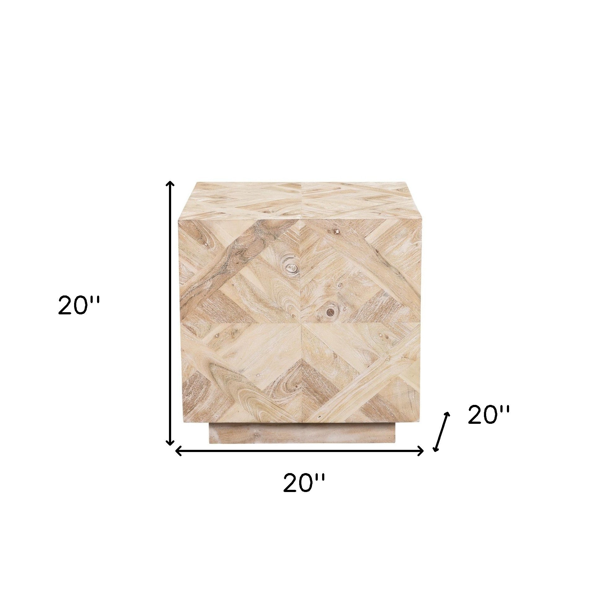 20" Tan Solid and Manufactured Wood Square End Table
